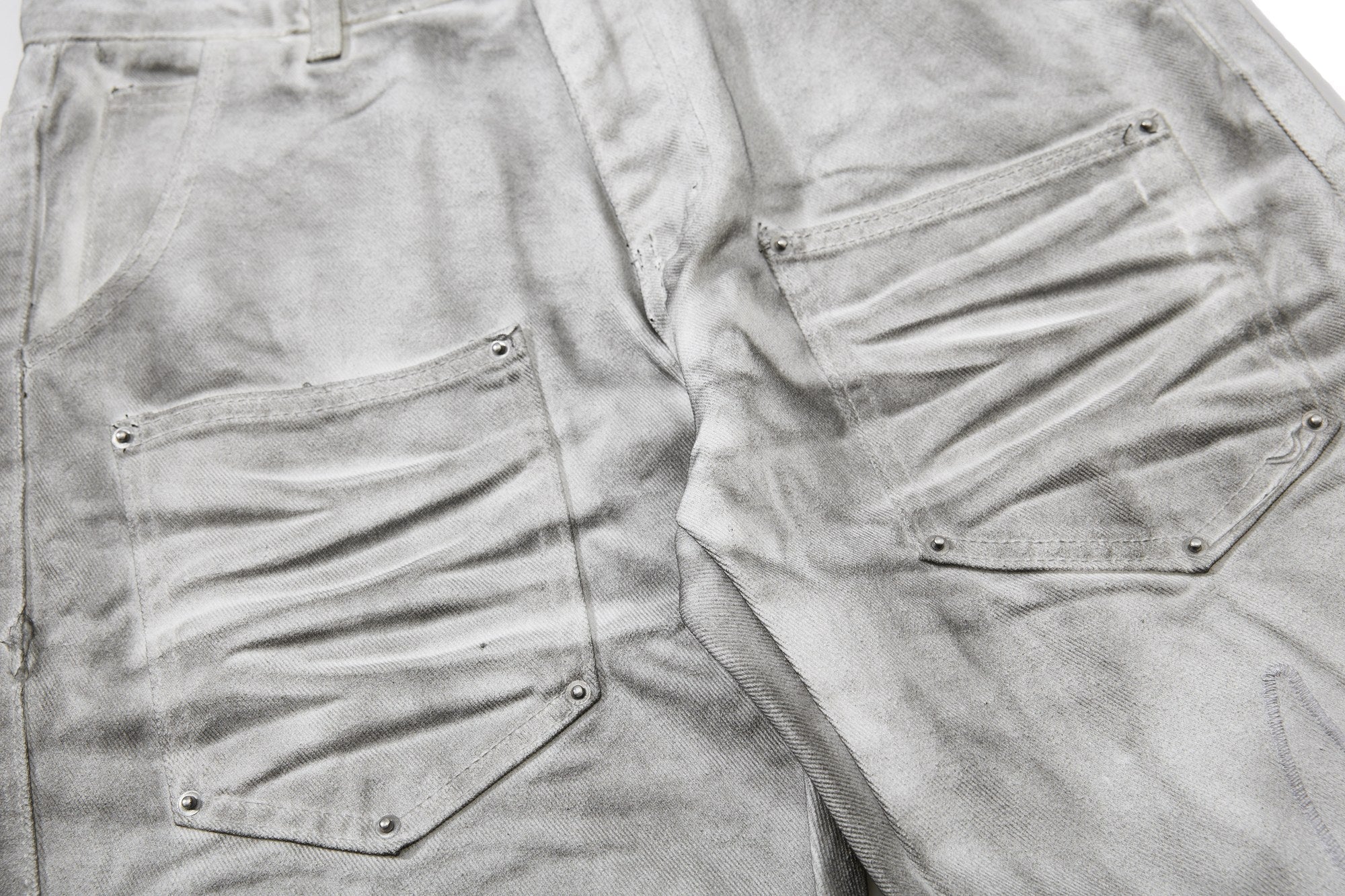 Omirad Washed Utility Flare Jeans | Streetwear Cargo Denim