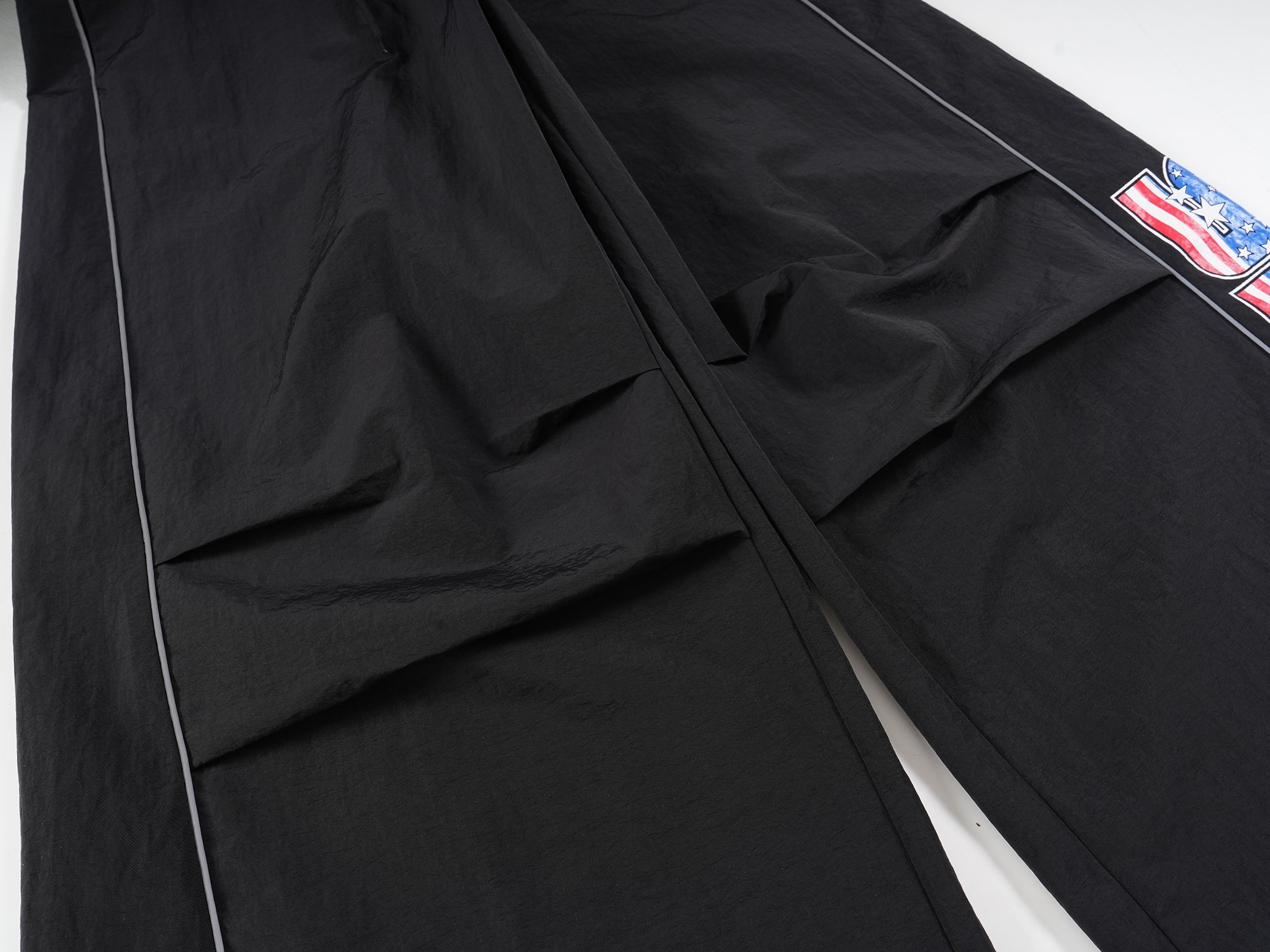 Omirad Flag Print Wide-Leg Nylon Pants | Streetwear Baggy Fit