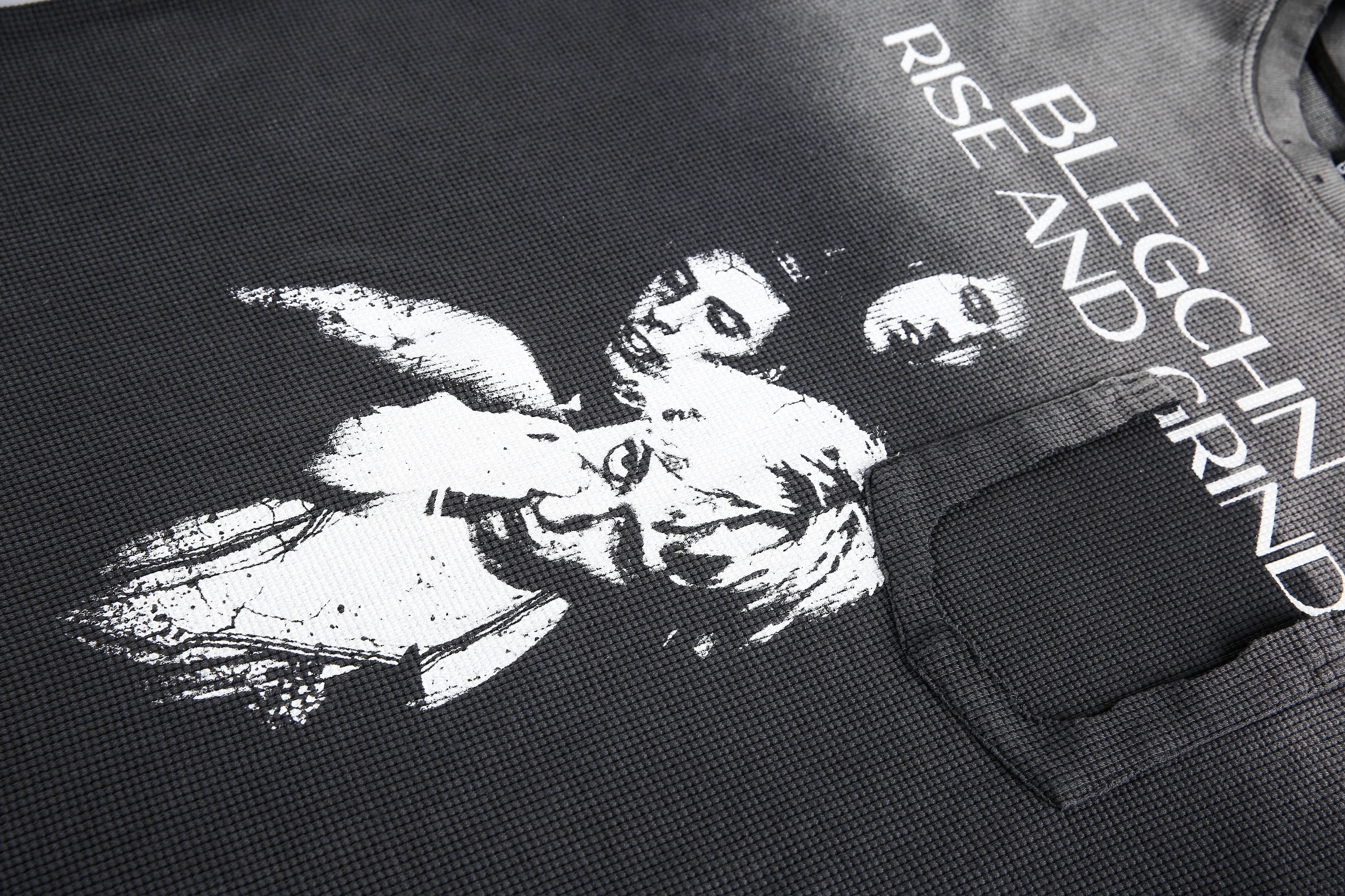 Blegchn Rise and Grind Graphic Long Sleeve Waffle Tee