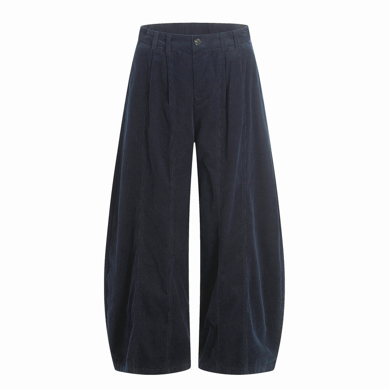 Omirad Wide-Leg Corduroy Pants | 100% Cotton Pleated Trousers