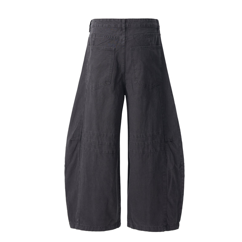 Structured Panel Barrel Wide-Leg Jeans | 100% Cotton