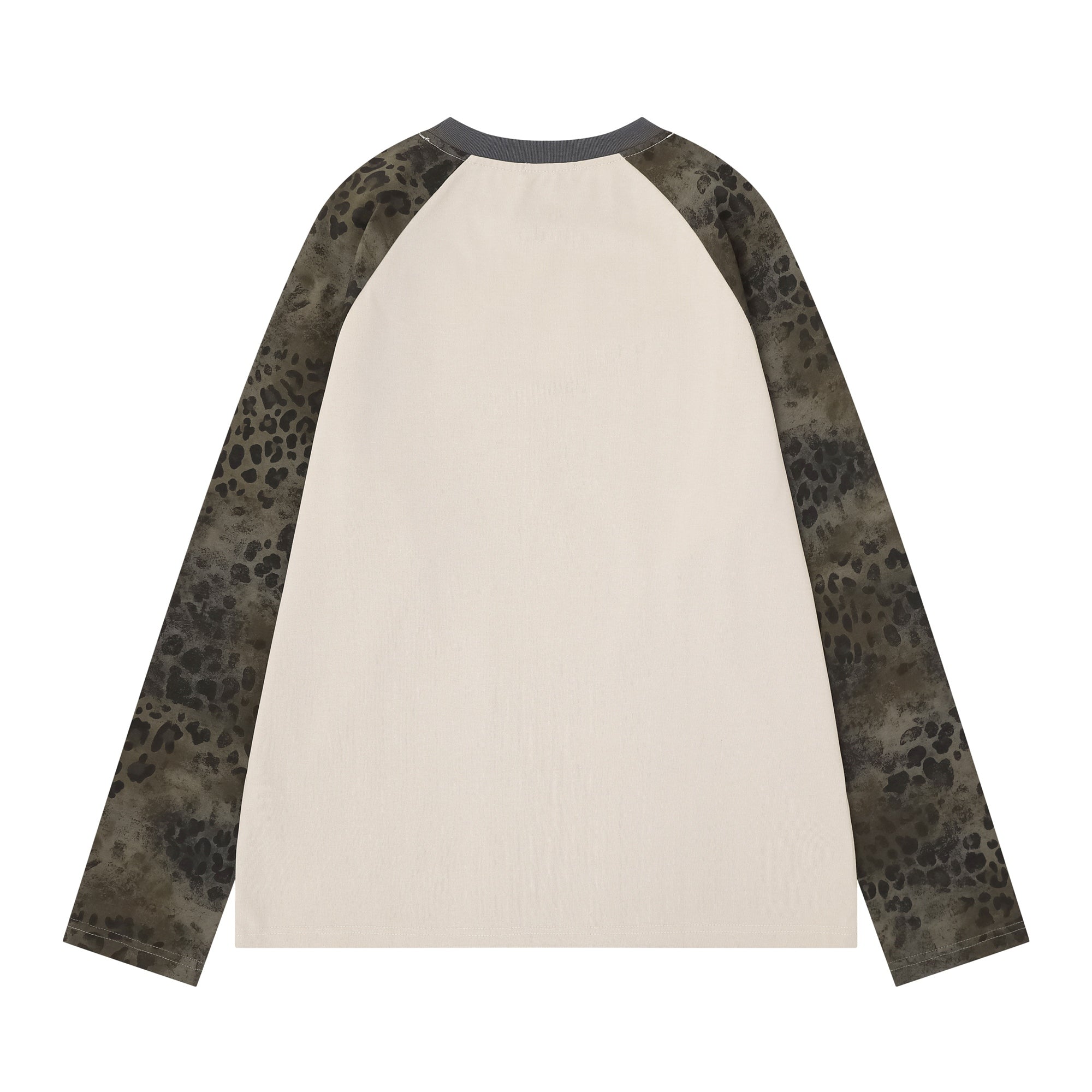 Leopard Print Raglan Long Sleeve Tee | Oversized Streetwear