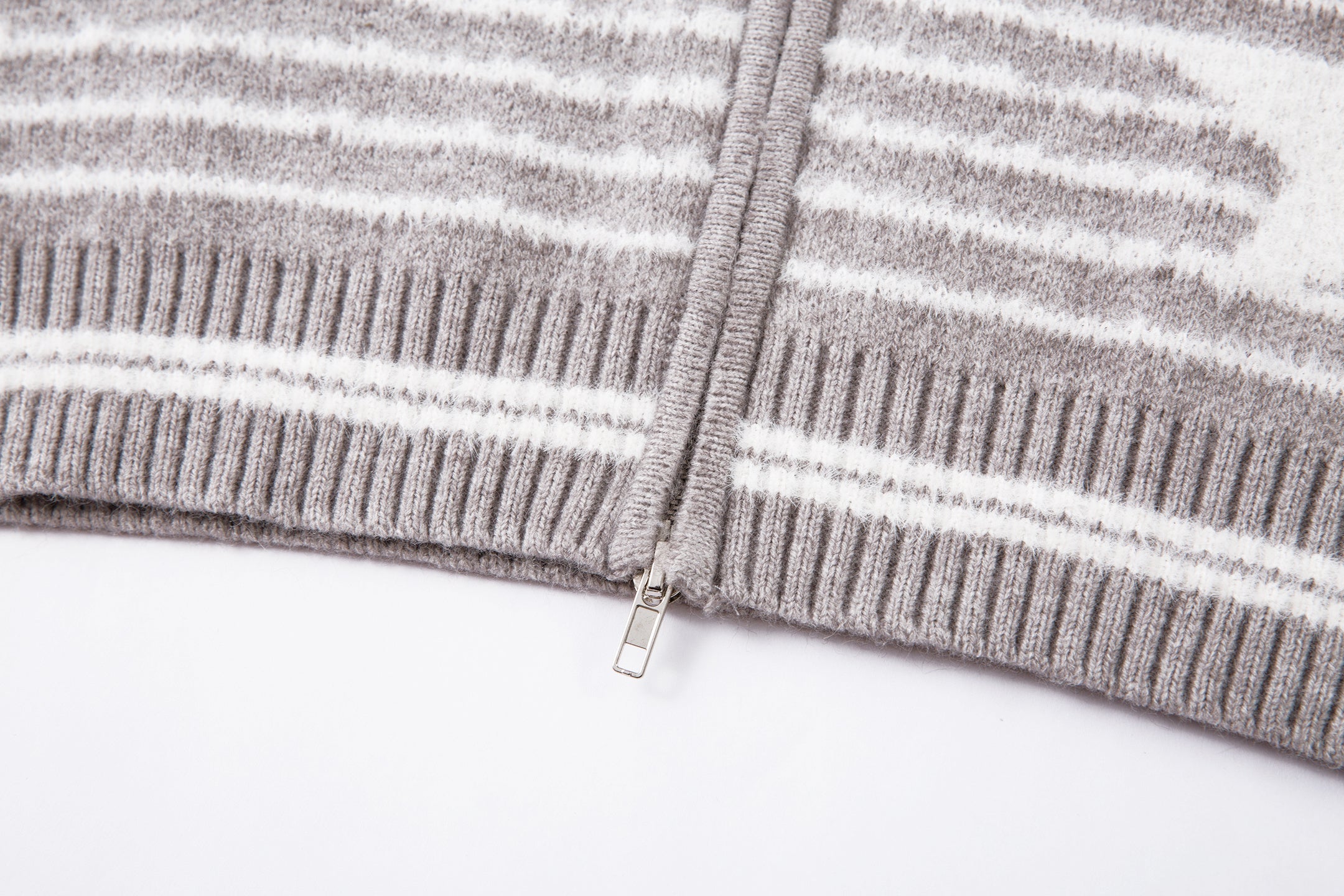 Star Knit Faux Fur Trim Hooded Zip Jacket | SEAKOFF