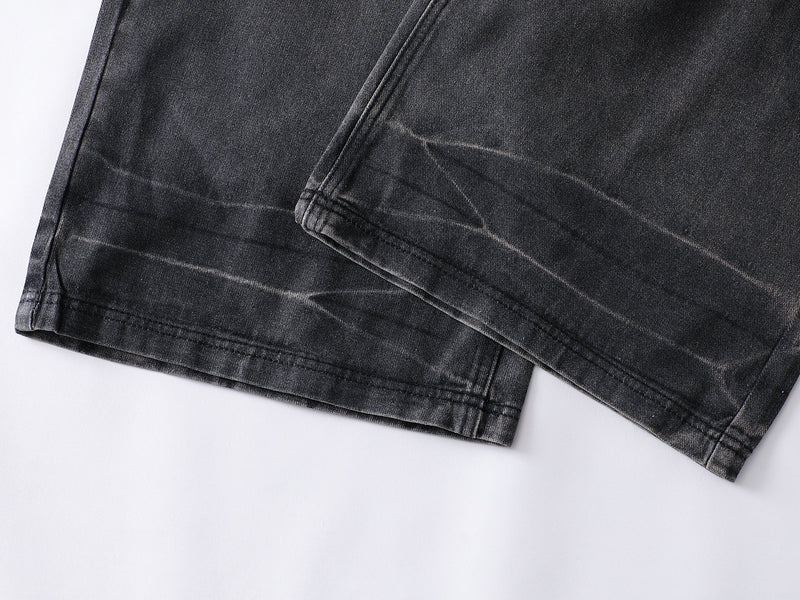 Omirad Full-Whisker Washed Wide-Leg Denim Pants