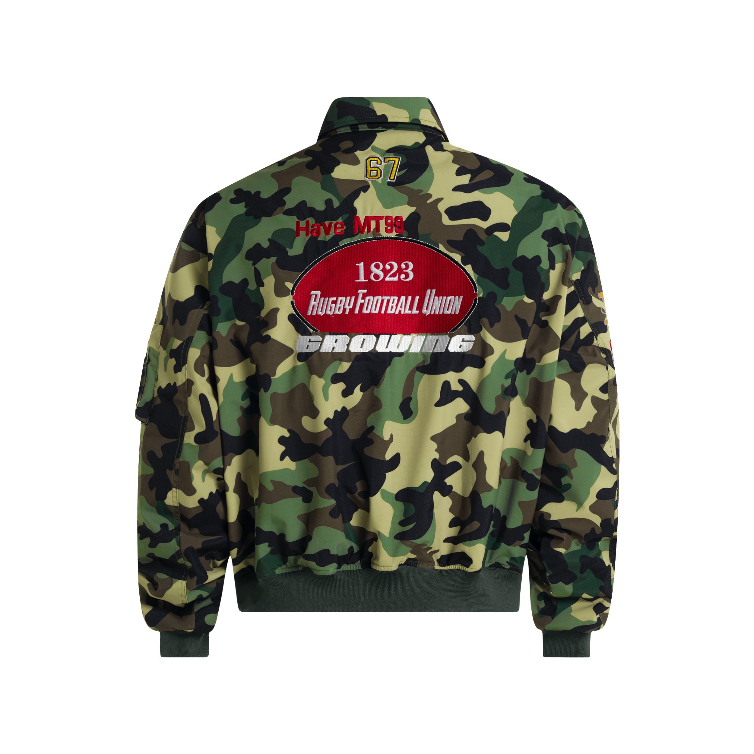 Omirad Patchwork Camouflage Varsity Bomber Jacket