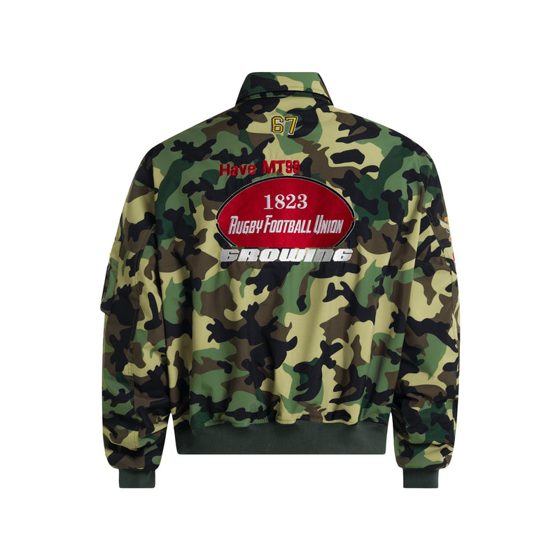 Omirad Patchwork Camouflage Varsity Bomber Jacket