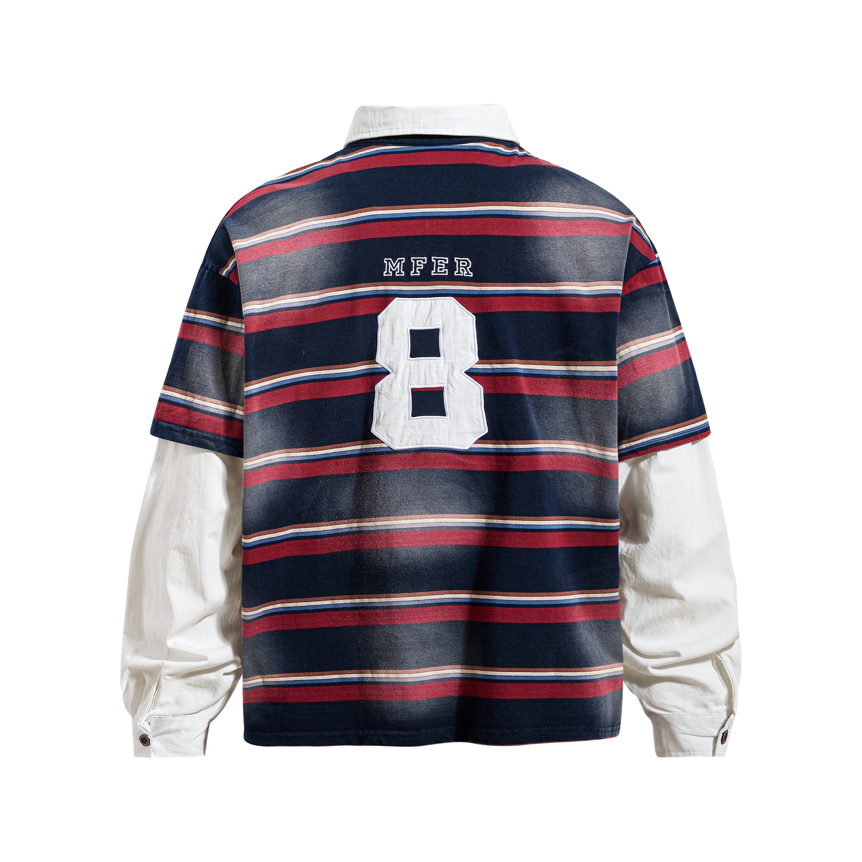 Artista Layered Stripe Rugby Polo Long-Sleeve Shirt