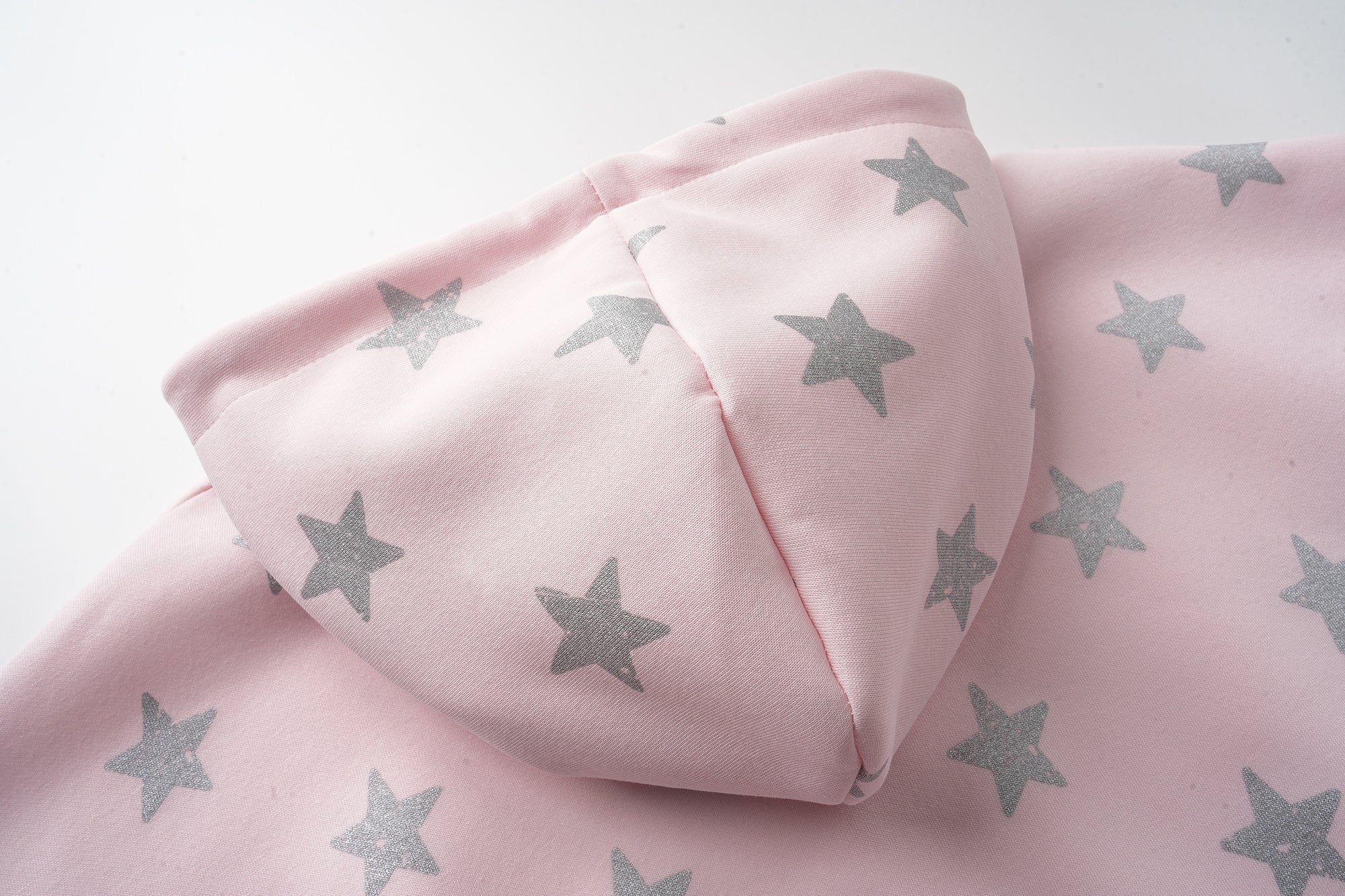 Pink Star Print Hoodie | Glitter Script Streetwear Sweatshirt