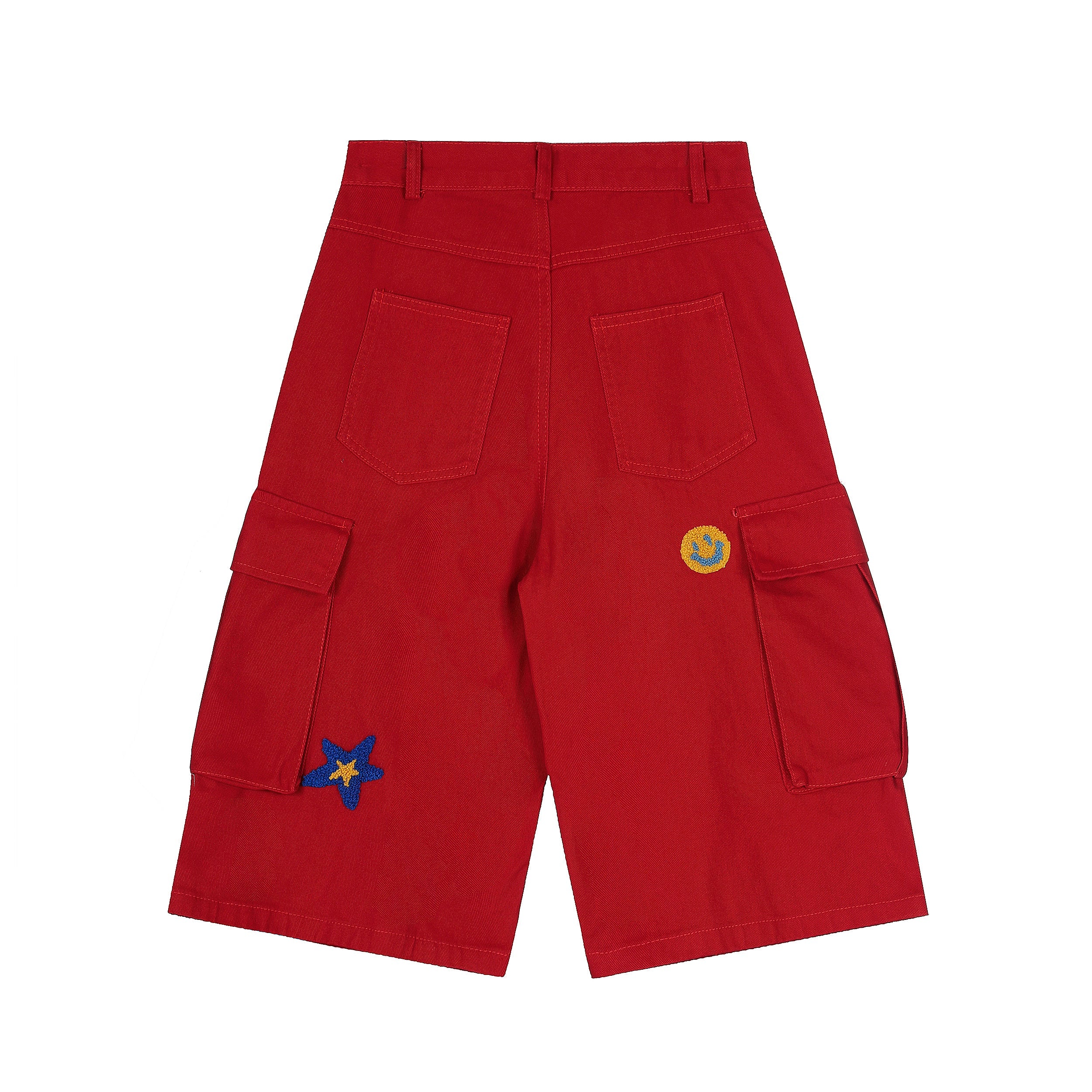 Patchwork Embroidered Cargo Shorts | Streetwear Wide-Leg