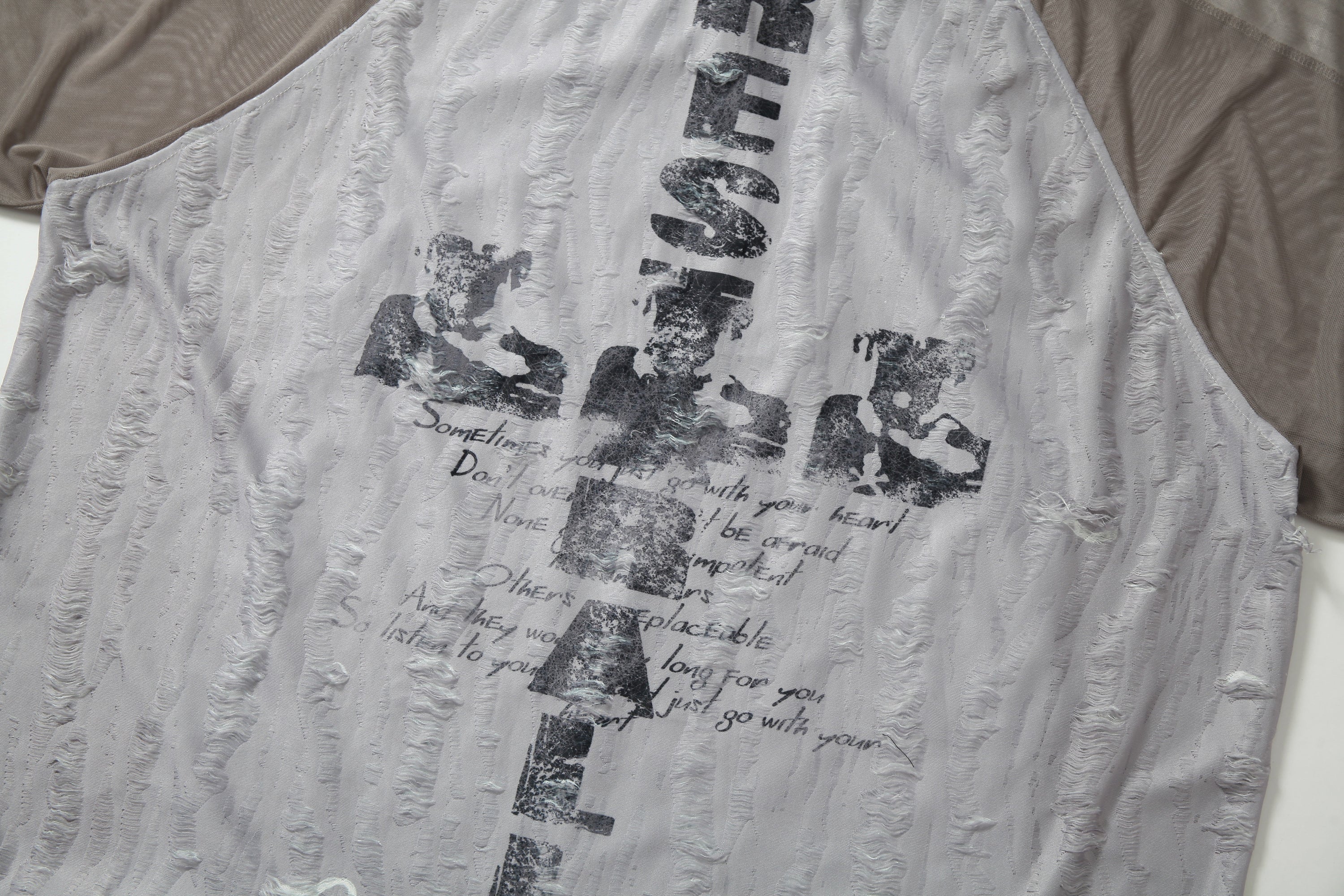 Omirad Textured Mesh Patchwork Tee | Distressed Graphic Jersey