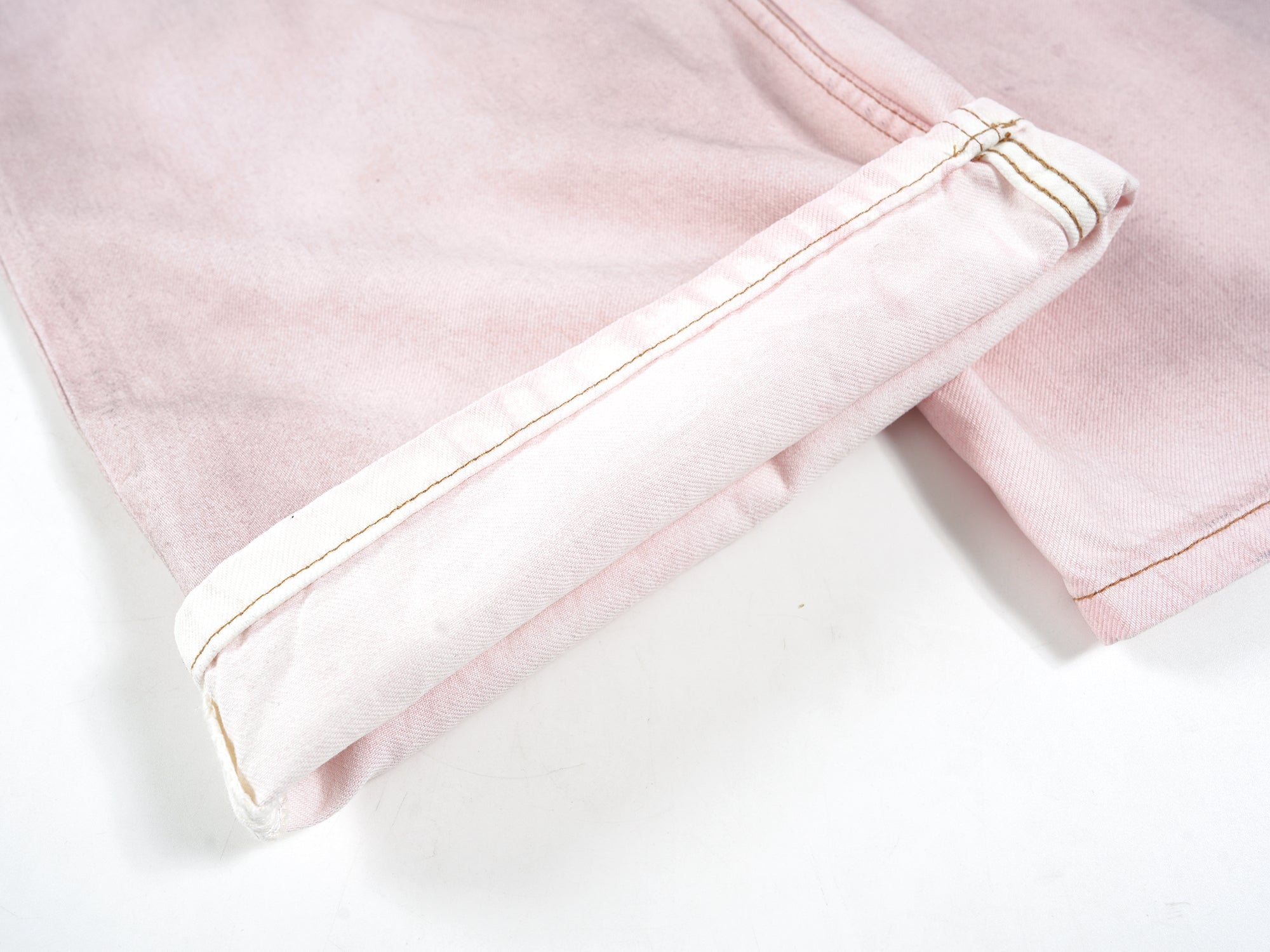 Faded Pink Wide-Leg Denim Pants | SP2 Logo | 100% Cotton