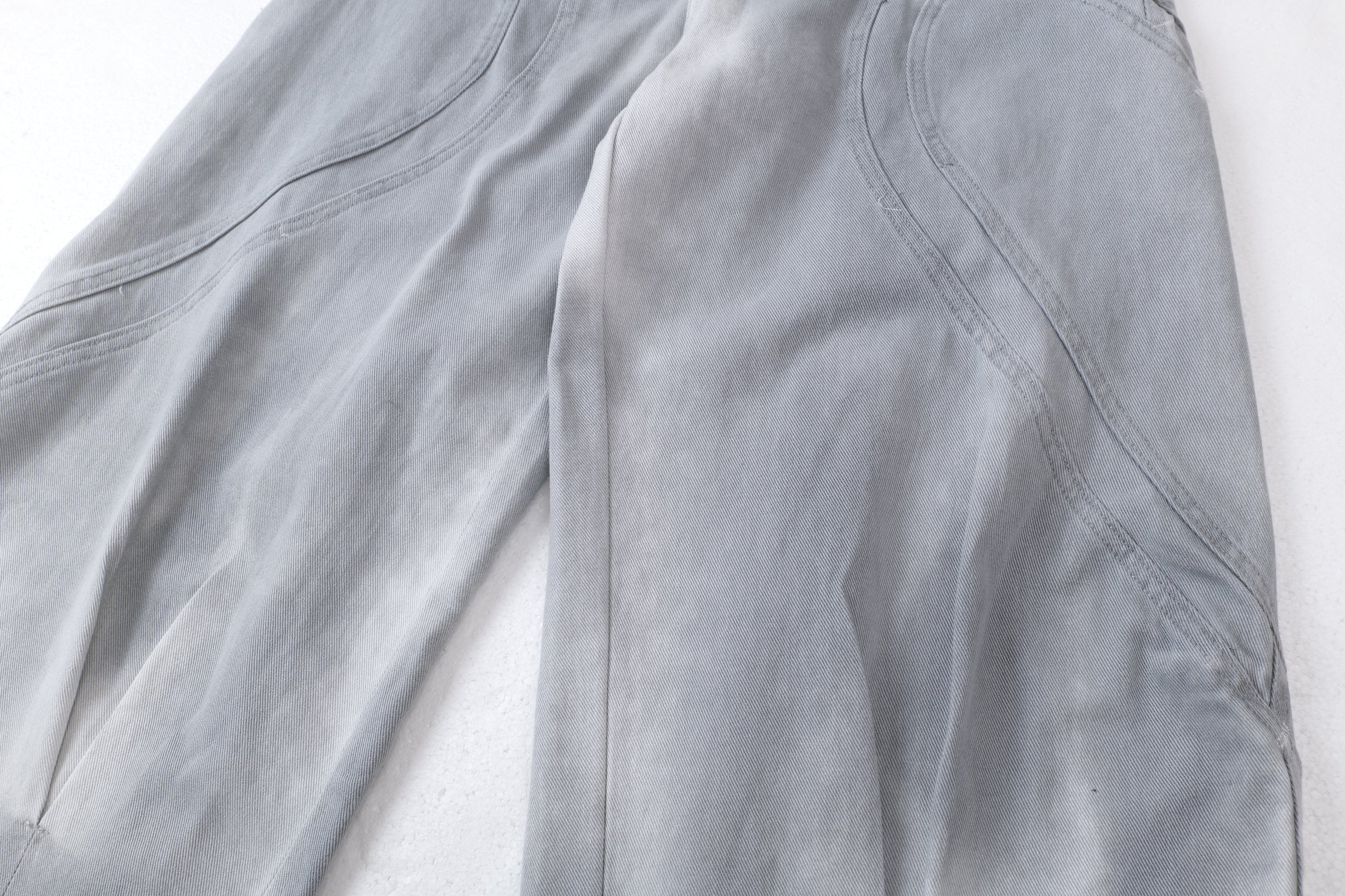Washed Curved-Panel Balloon Wide-Leg Jeans | Sculptural Denim