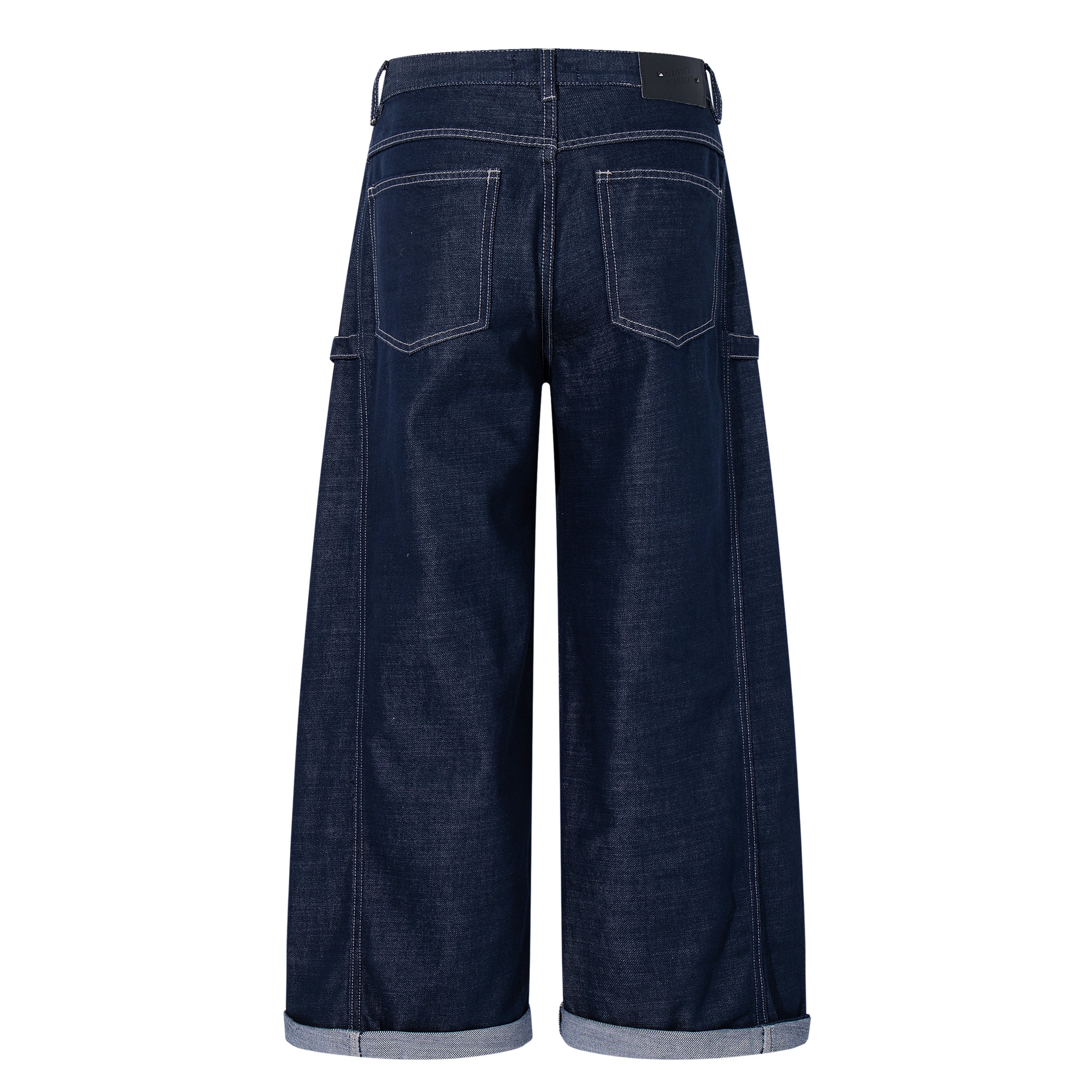 Omirad Utility Wide-Leg Jeans | Cuffed Deep-Indigo Denim
