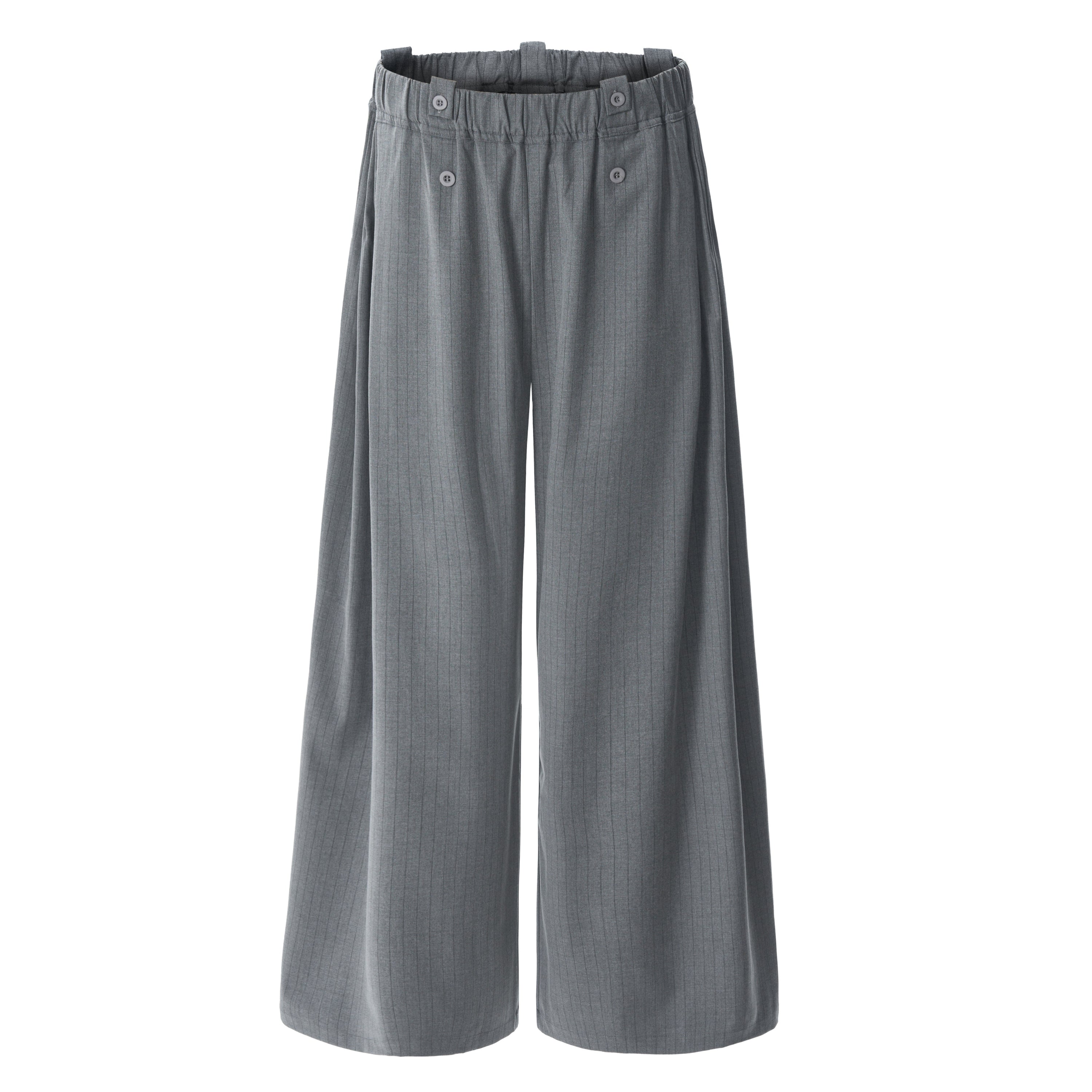 Dual-Button Pinstripe Wide-Leg Trousers | Relaxed Fit