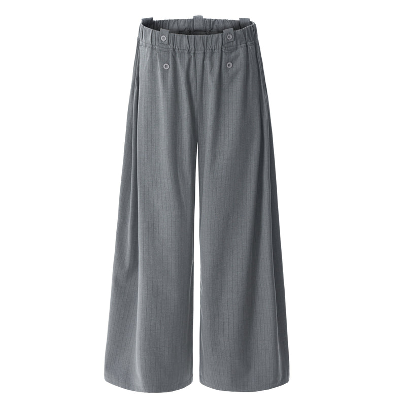 Dual-Button Pinstripe Wide-Leg Trousers | Relaxed Fit