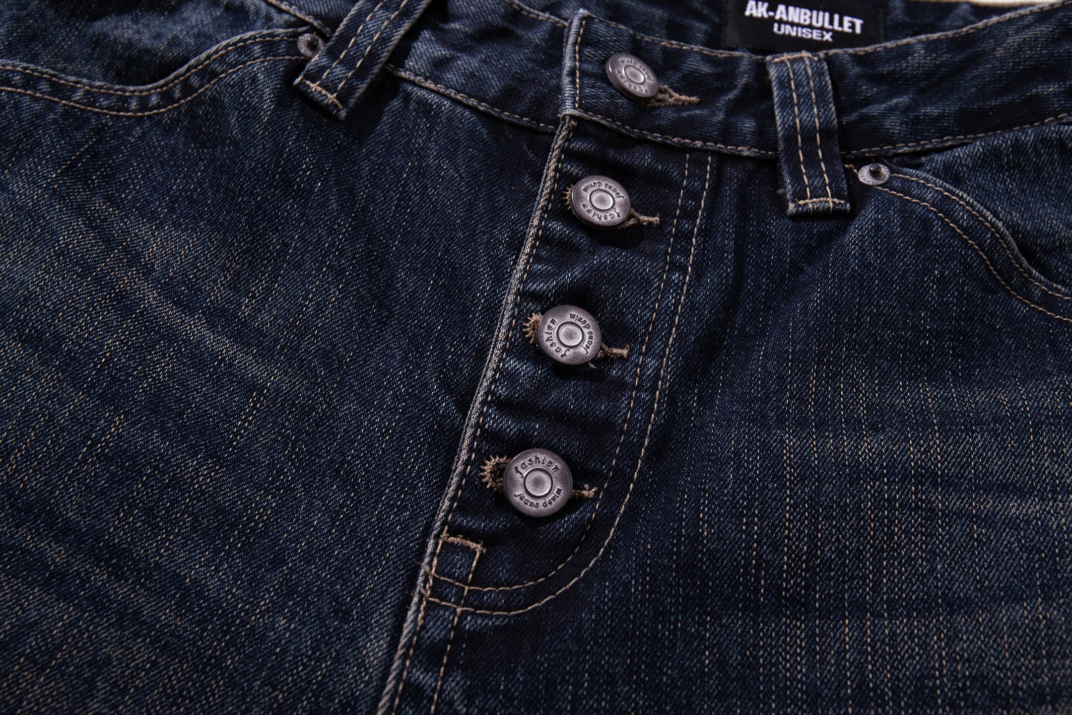 Omirad Vintage Button-Fly Wide-Leg Jeans | Dark Wash Denim