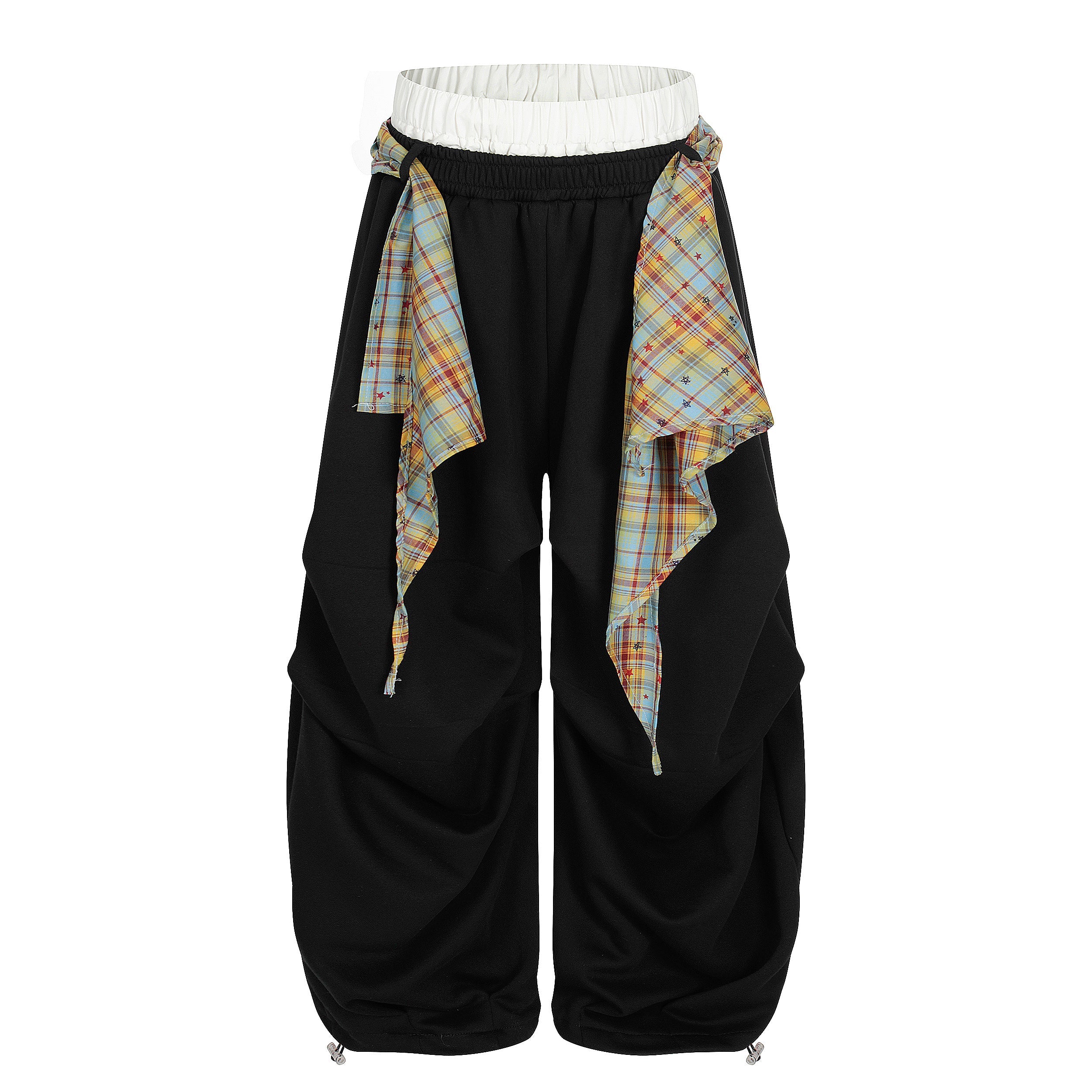 Plaid Drape Stacked Pants | Avant-Garde Streetwear