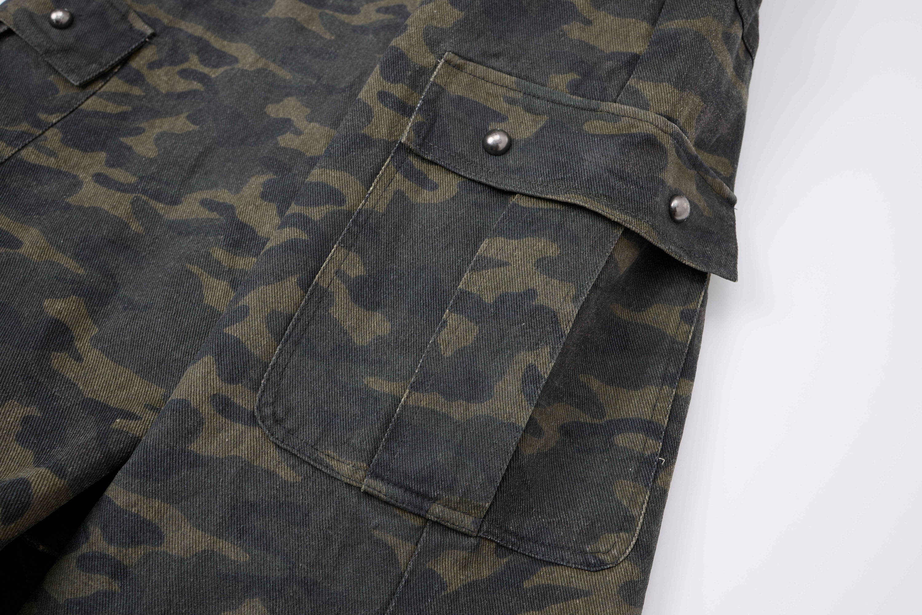 Omirad Camo Wide-Leg Cargo Pants with Studded Belt Detail