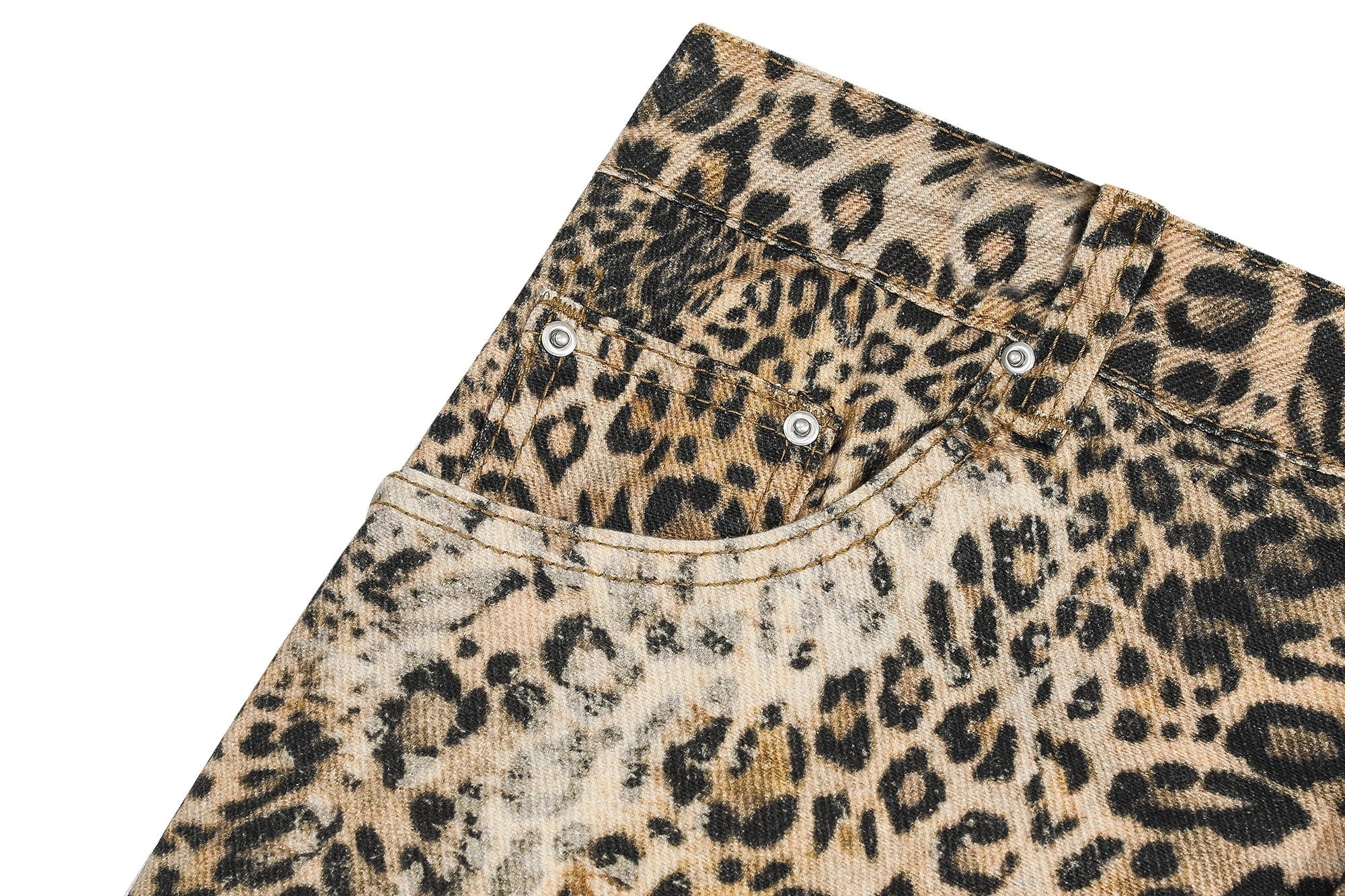 Leopard Print Fur-Trim Wide-Leg Jeans | Streetwear Statement