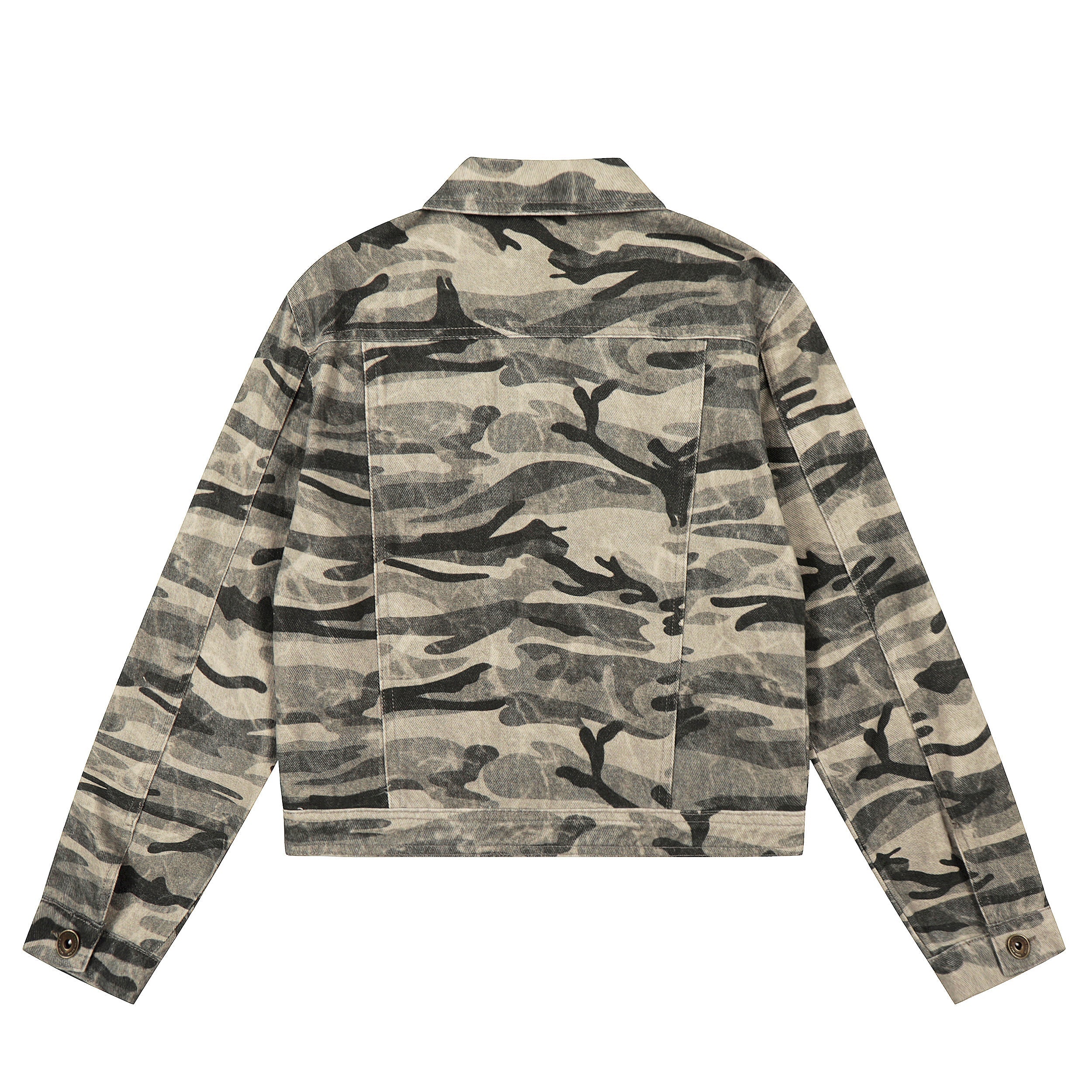 Camo Badge Denim Jacket | Cropped Streetwear Trucker