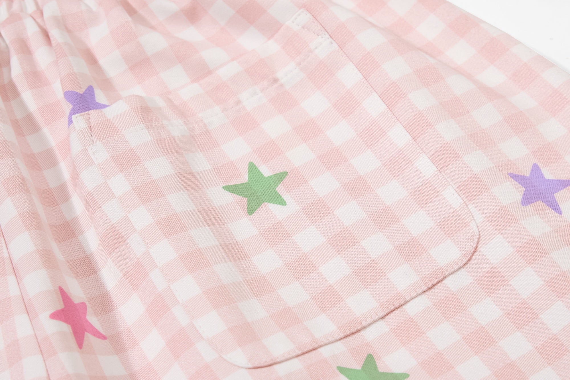 Pastel Gingham Balloon Pants | Y2K Wide-Leg Star Print