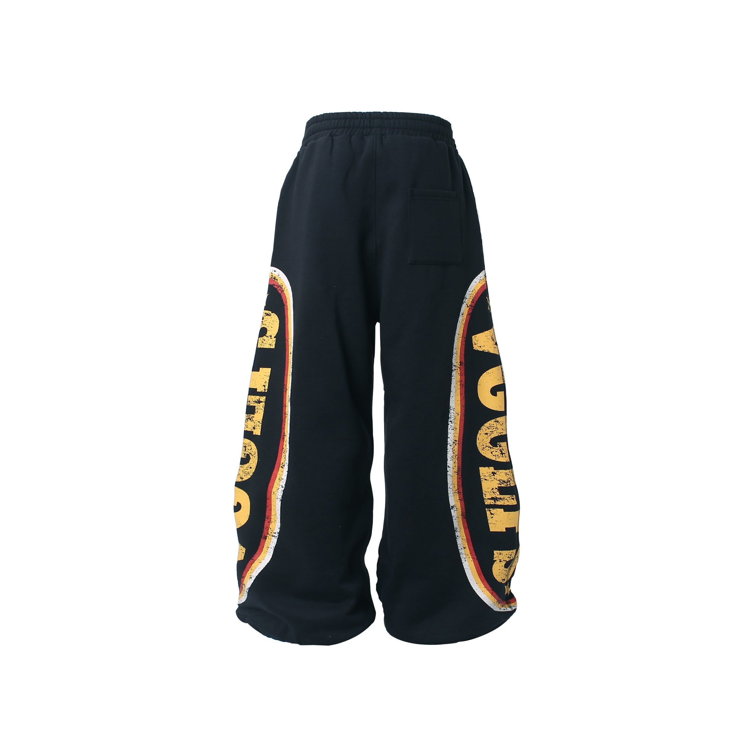 Fleece-Lined Wide-Leg Sweatpants | Distressed Sports Letter Print