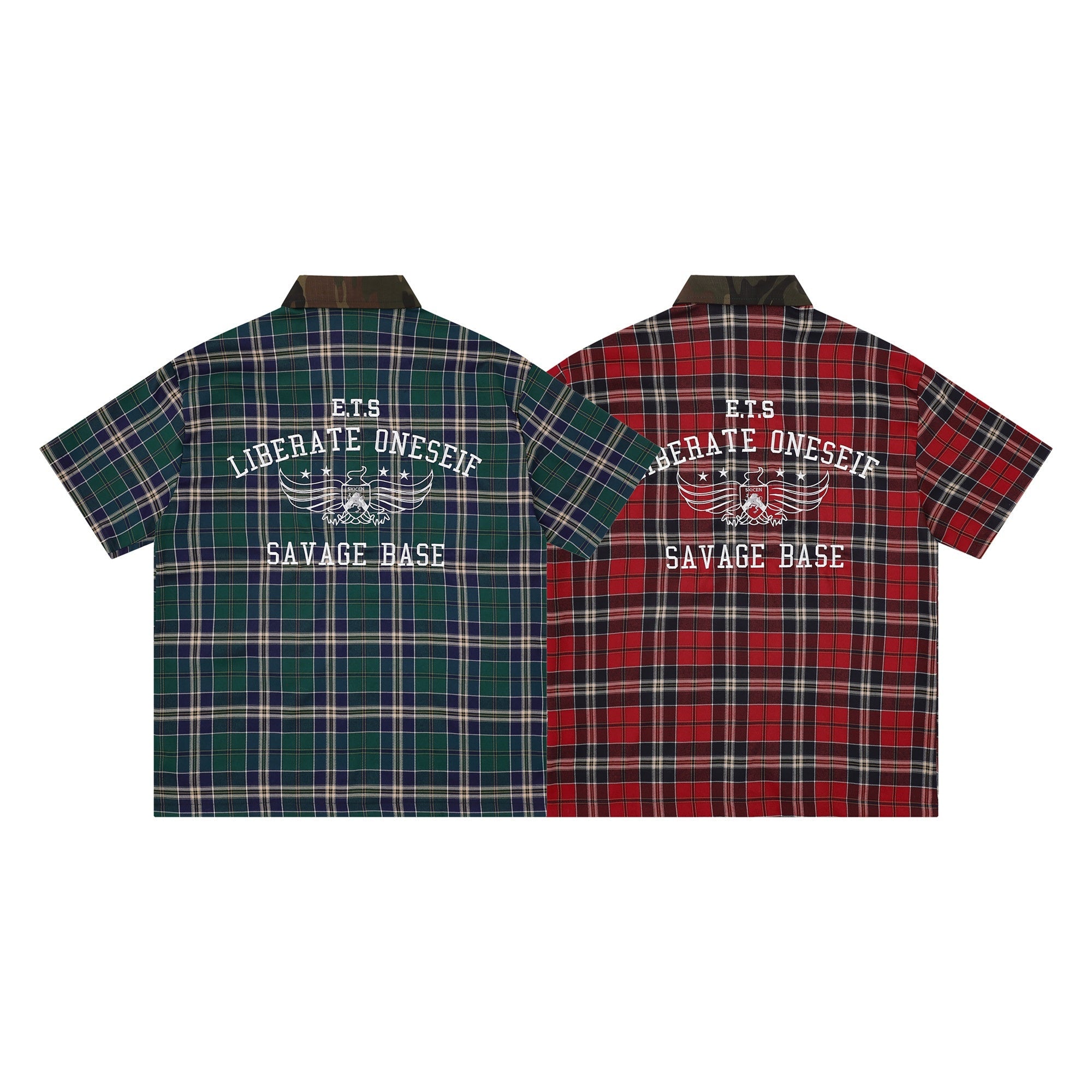 Omirad Savage Base Plaid Shirt | Camo Collar Street Style