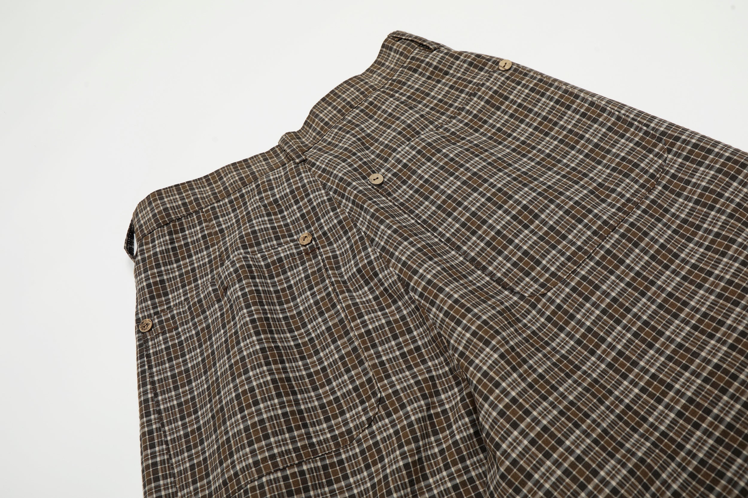 Omirad Vintage Plaid Wide-Leg Pants | 100% Cotton Trousers