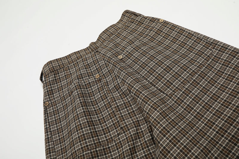 Omirad Vintage Plaid Wide-Leg Pants | 100% Cotton Trousers