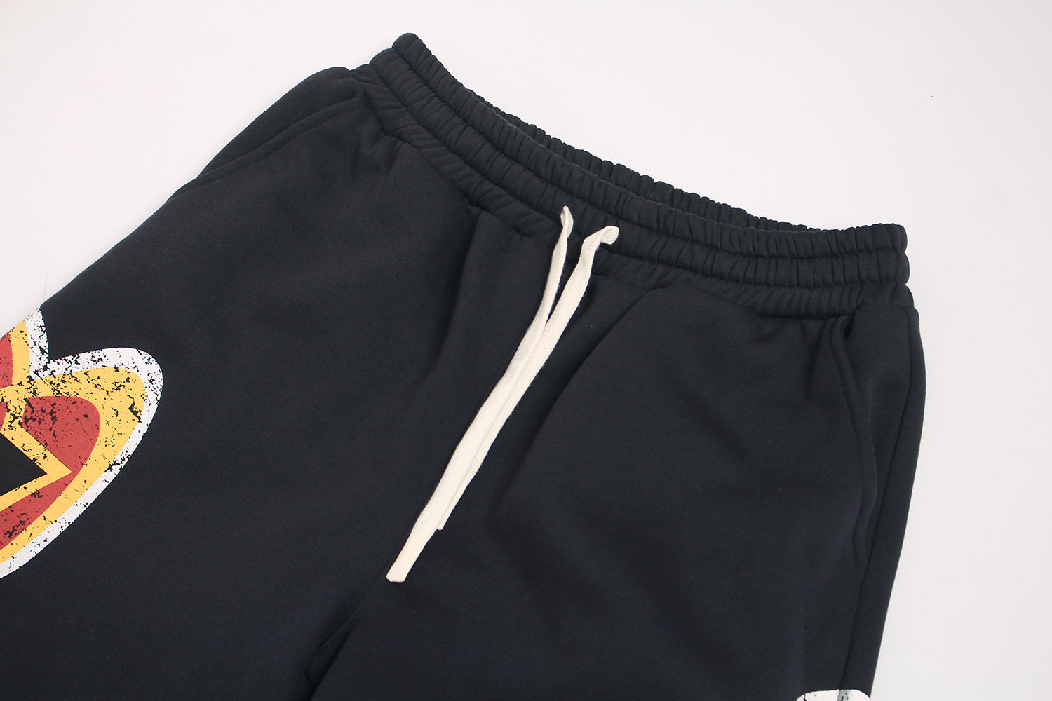 Fleece-Lined Wide-Leg Sweatpants | Distressed Sports Letter Print