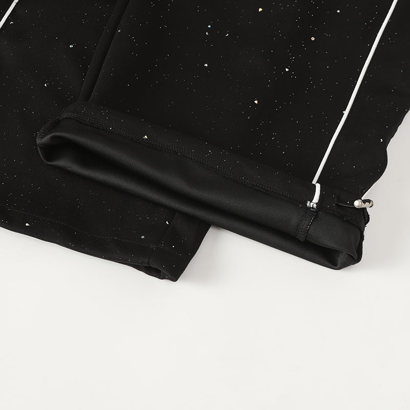 Speckled Wide-Leg Track Pants with Zippered Hems | Omirad