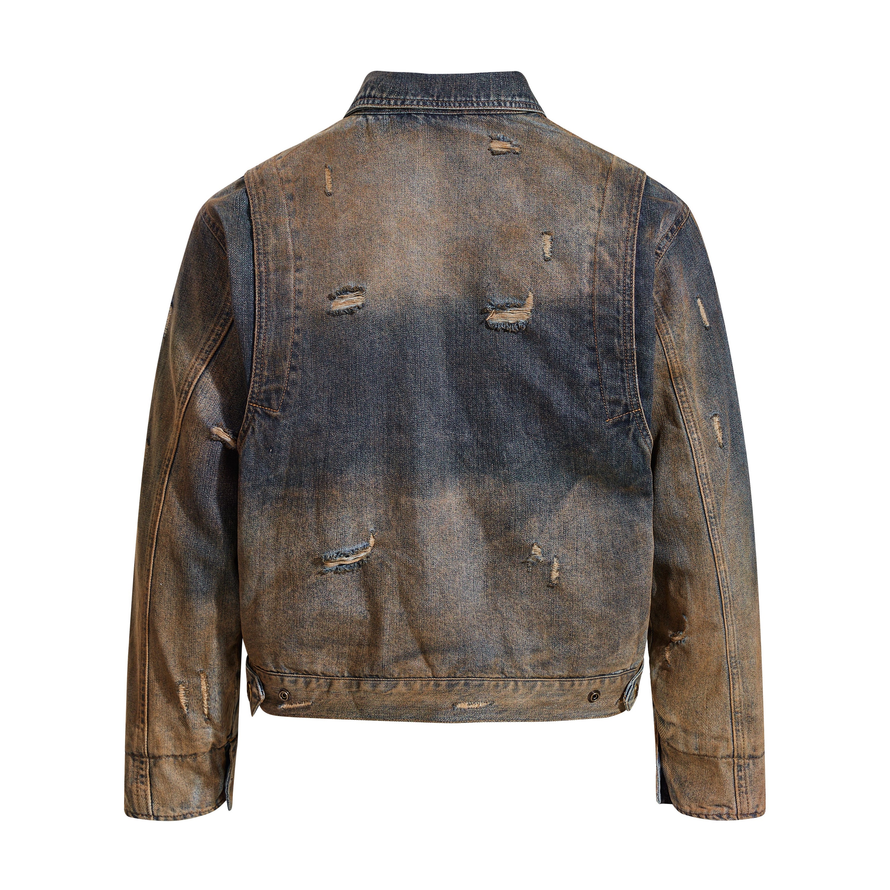 Omirad Vintage Distressed Denim Jacket | Washed Cropped Fit