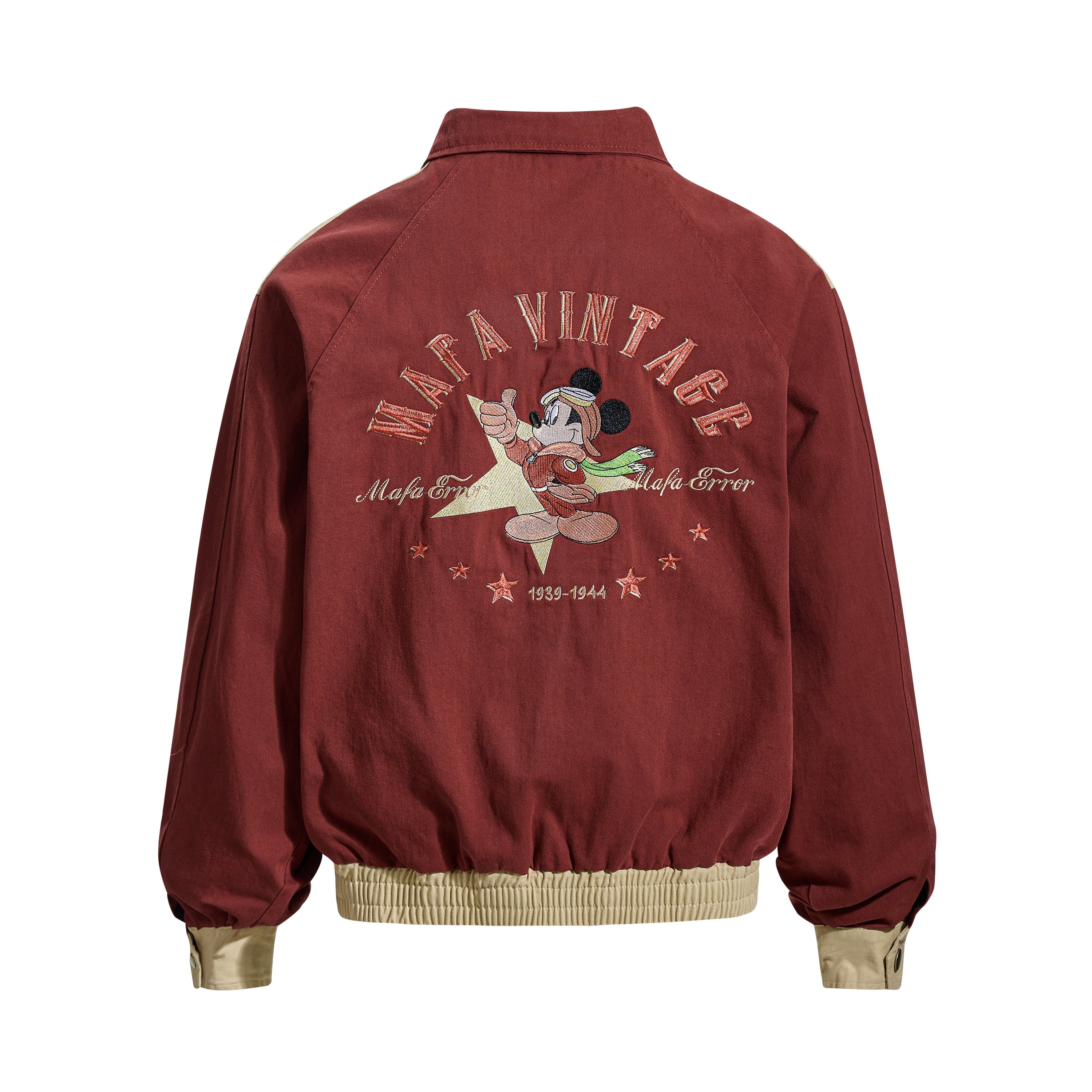 Mafa Vintage Raglan Bomber Jacket | Retro Mickey Embroidery
