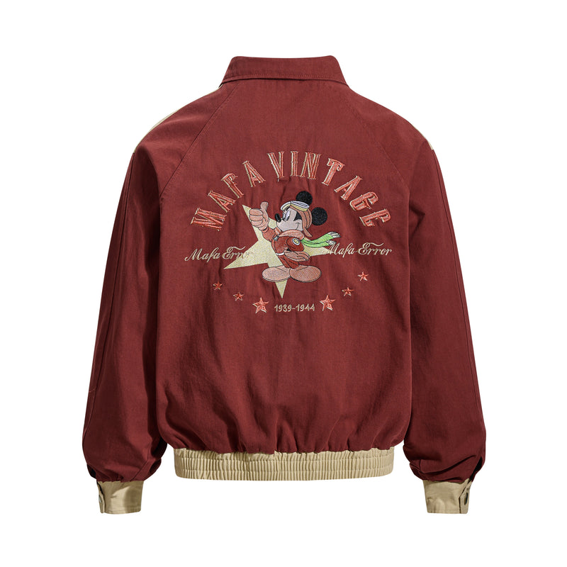 Mafa Vintage Raglan Bomber Jacket | Retro Mickey Embroidery