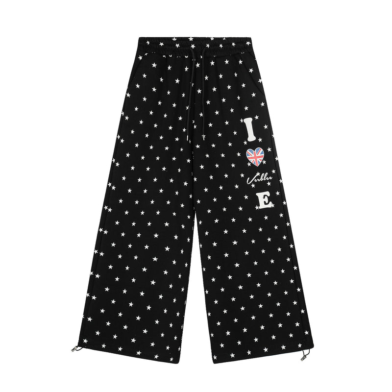All-Over Star Print Wide-Leg Pants | Y2K Street Style