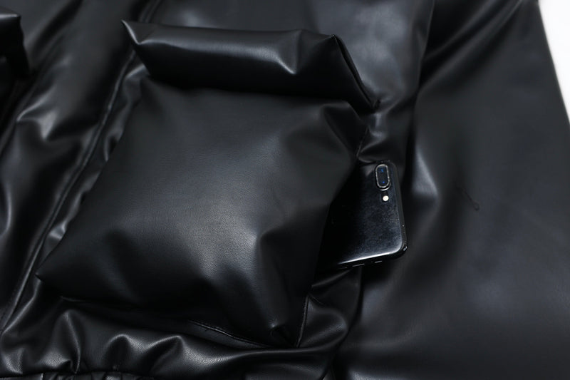Faux Fur Hood PU Puffer Jacket | High-Gloss Street-Luxury
