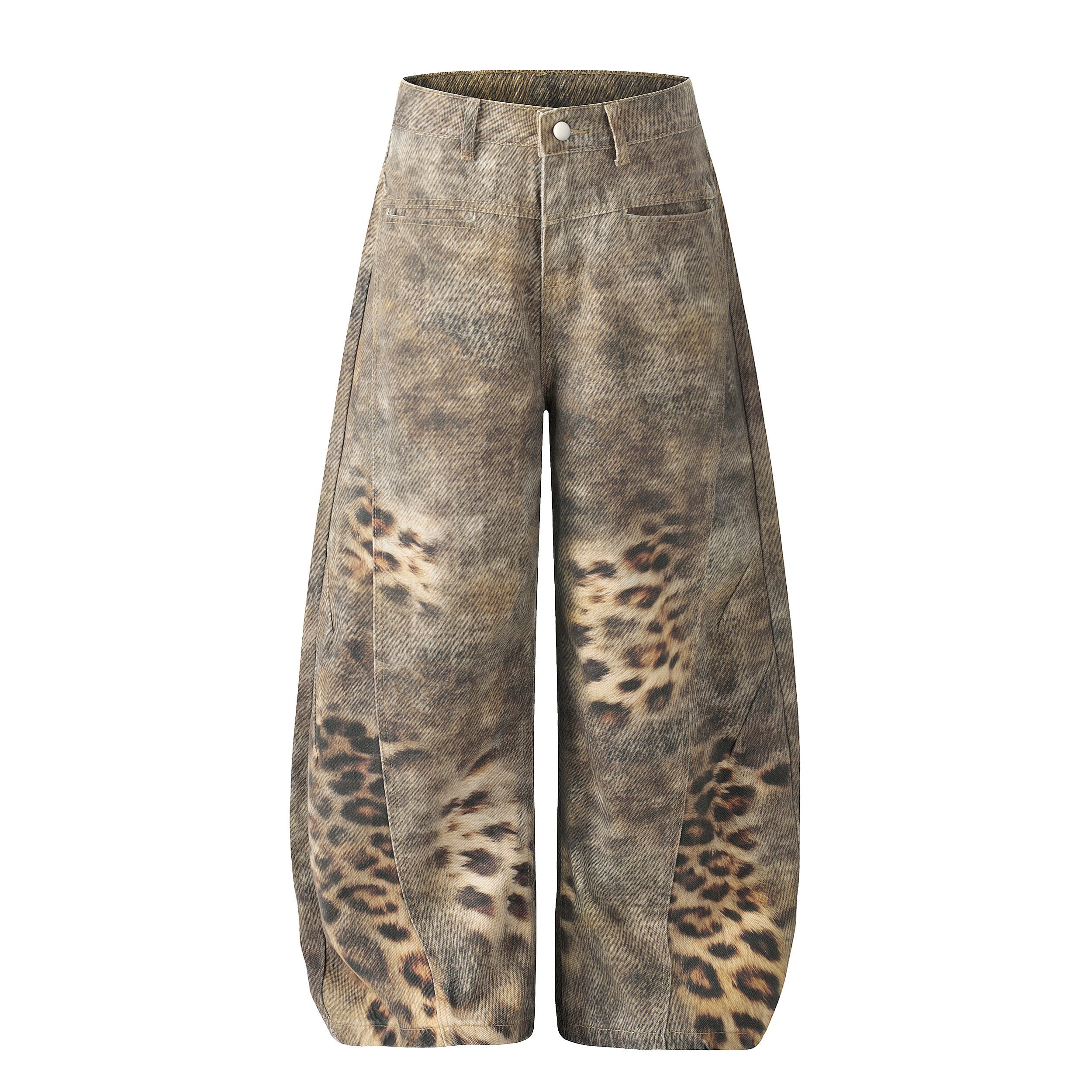 Leopard Wash Wide-Leg Jeans | Vintage Streetwear Denim
