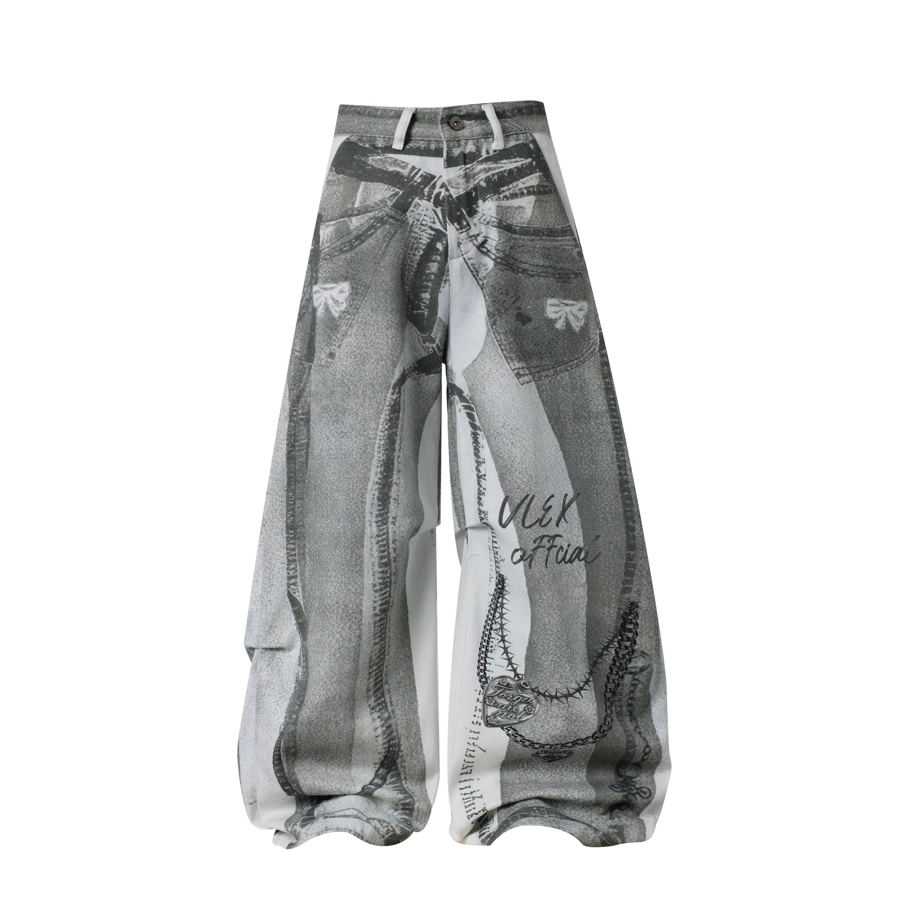 Omirad Graphic Panel Wide-Leg Pants | Streetwear Collage Print