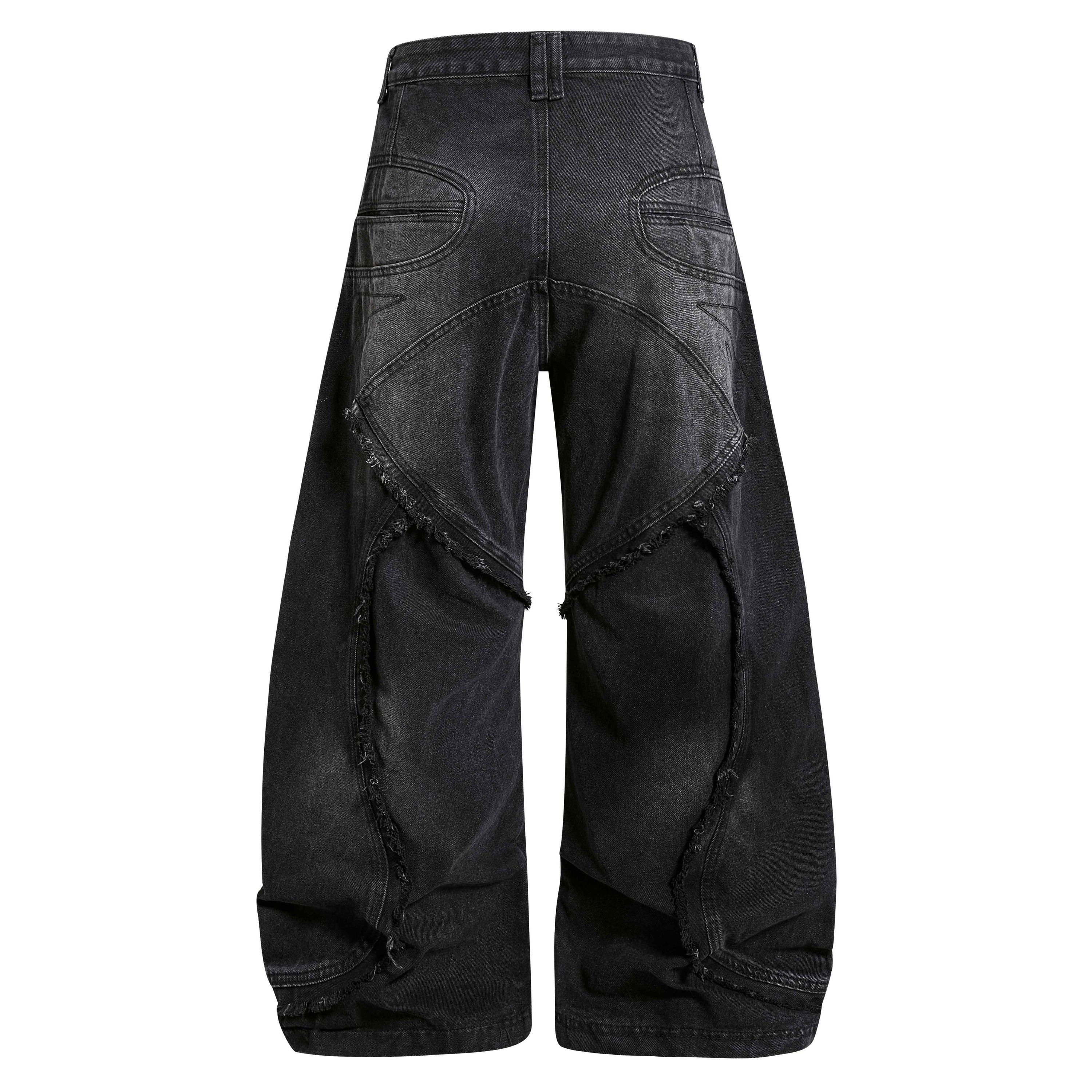 Distressed Panel Wide-Leg Denim Jeans | Deconstructed Streetwear