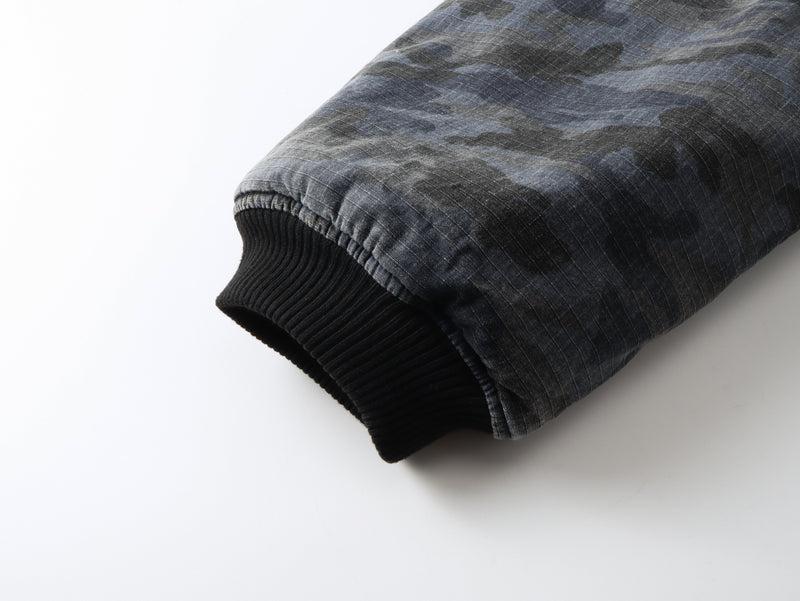 Reversible Camo Hooded Bomber Jacket | Two-Way Style