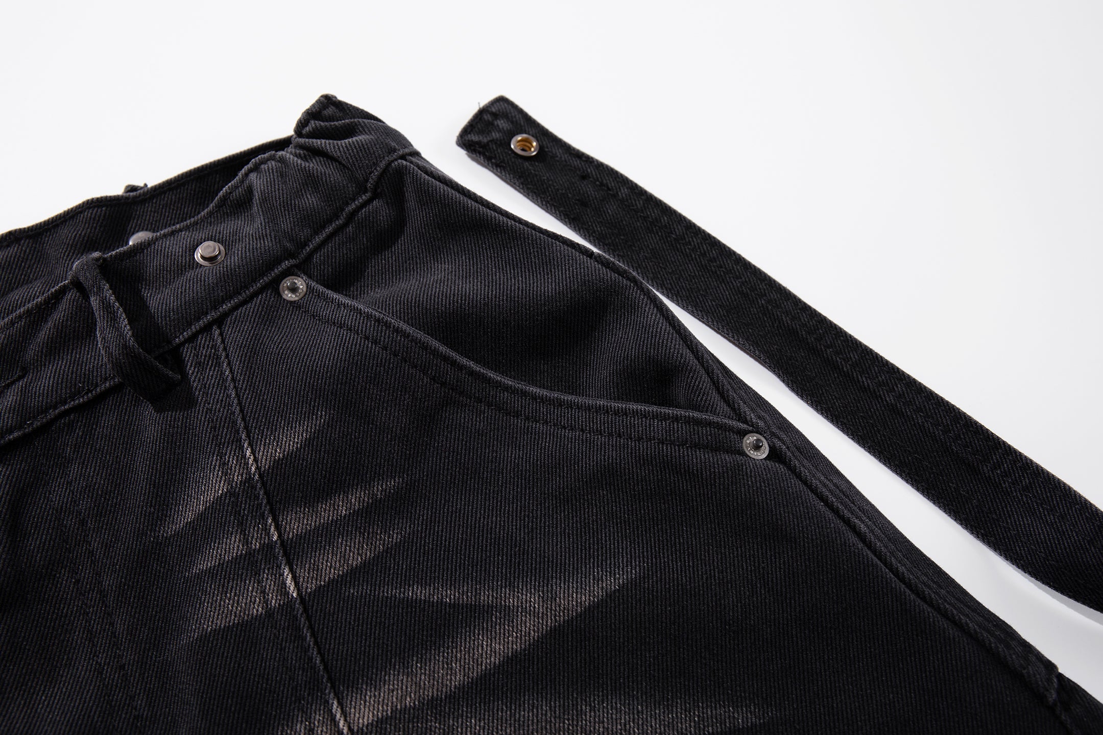 Omirad Strap-Detail Washed Wide-Leg Jeans | Dark Denim