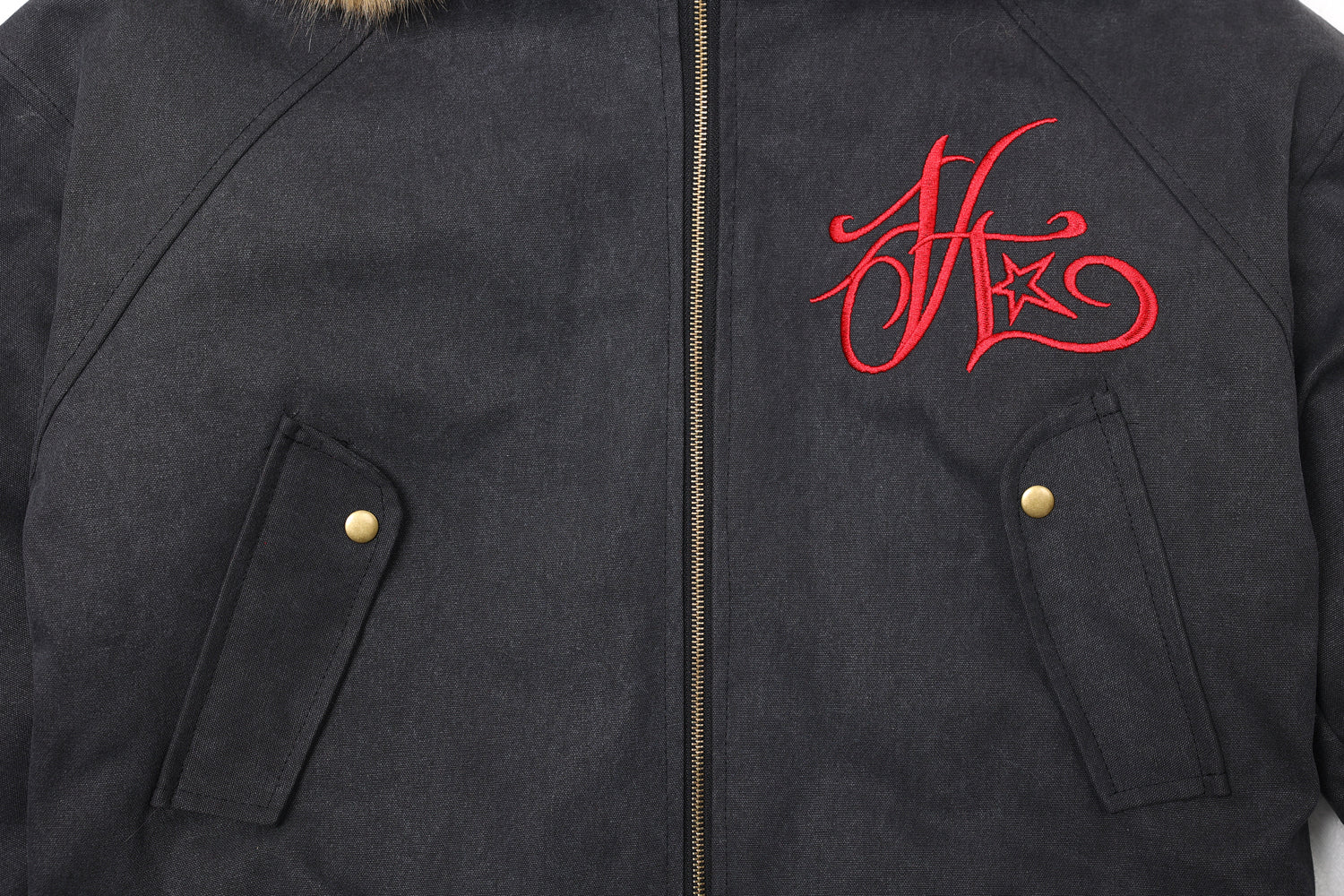 Omirad Fur-Trim Hooded Embroidered Bomber Jacket