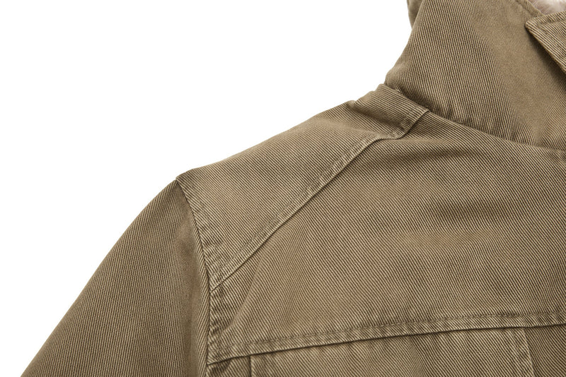 Omirad Layered Utility Bomber Jacket with Faux Fur Collar