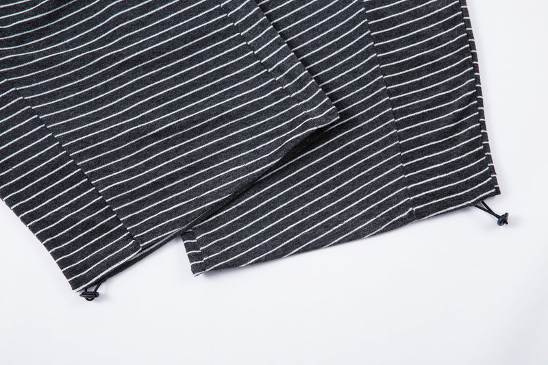 Striped Knit Barrel-Leg Lounge Pants with Drawstring Hem