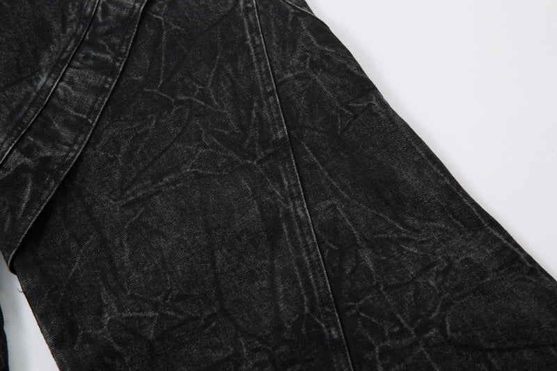 Crinkle-Wash Multi-Panel Wide-Leg Jeans | Oversized Denim