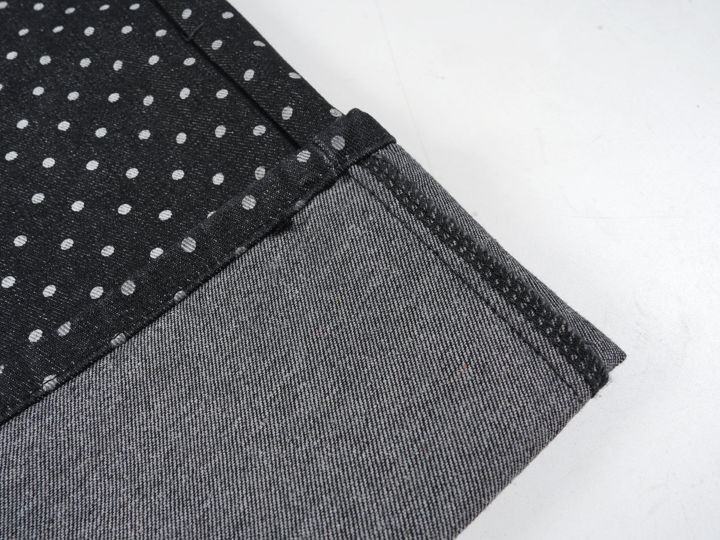 Omirad SP2 Polka-Dot Wide-Leg Denim Pants with Turn-Up Cuffs