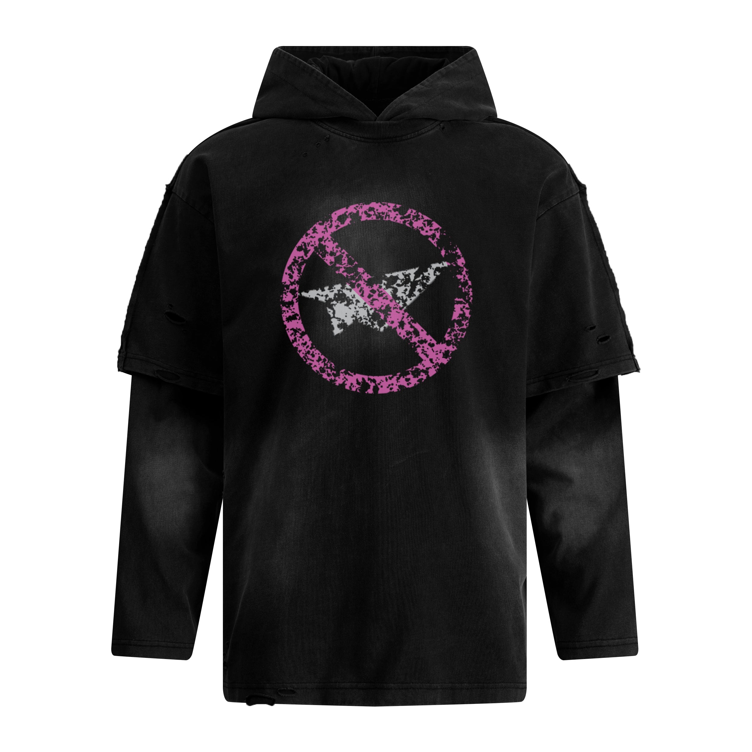 Omirad Destroyed Layered Graphic Hoodie Tee | Streetwear