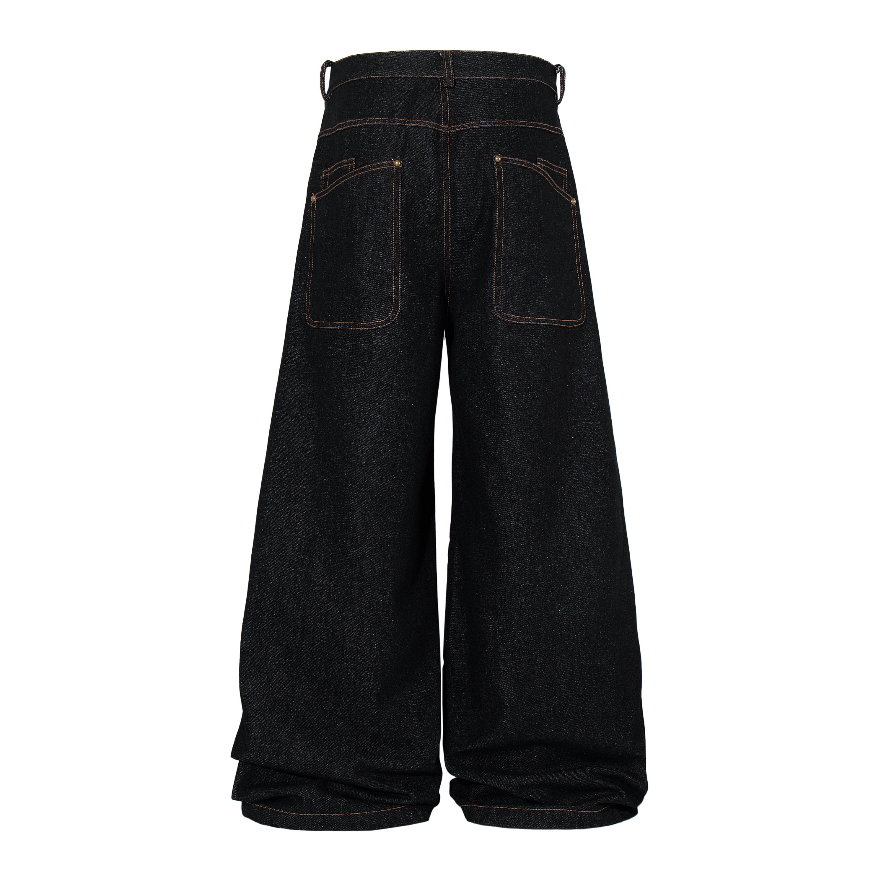 Omirad Curved Panel Wide Leg Denim Pants | High-Rise Button Fly