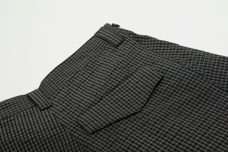 Omirad Micro-Check Curved-Leg Wide Trousers