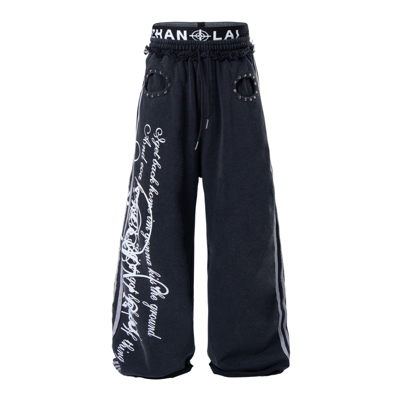 Script Graffiti Wide-Leg Sweatpants | Streetwear Joggers